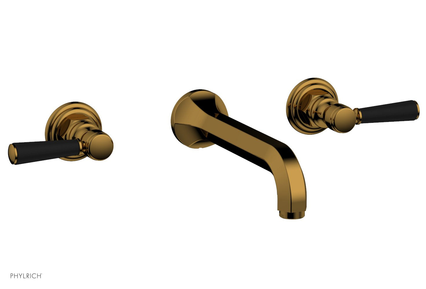 HEX TRADITIONAL Wall Tub Faucet Set with Satin Black Lever Handles - 500 57 Series - Perfect for Bathroom Renovation & Modern Home Decor
