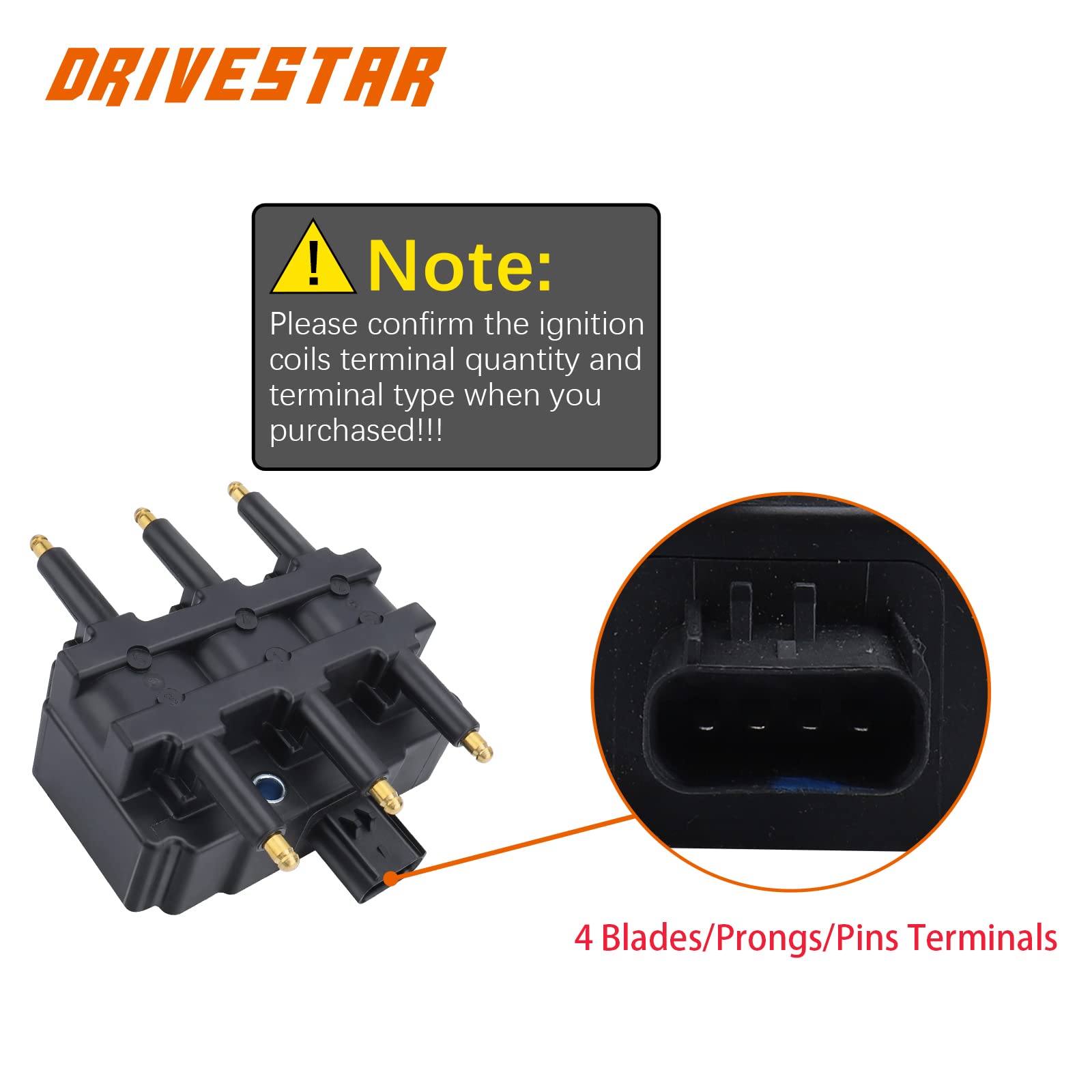 DRIVESTAR Ignition Coil Pack Replacement for Dodge Grand Caravan 2001-2009, Chrysler Town & Country 2007-2011, Voyager/Pacifica 2001-2003, Jeep Wrangler 3.8L 3.3L V6 - Compatible with UF305 C1442 - Perfect for Engine Performance & Smooth Acceleration