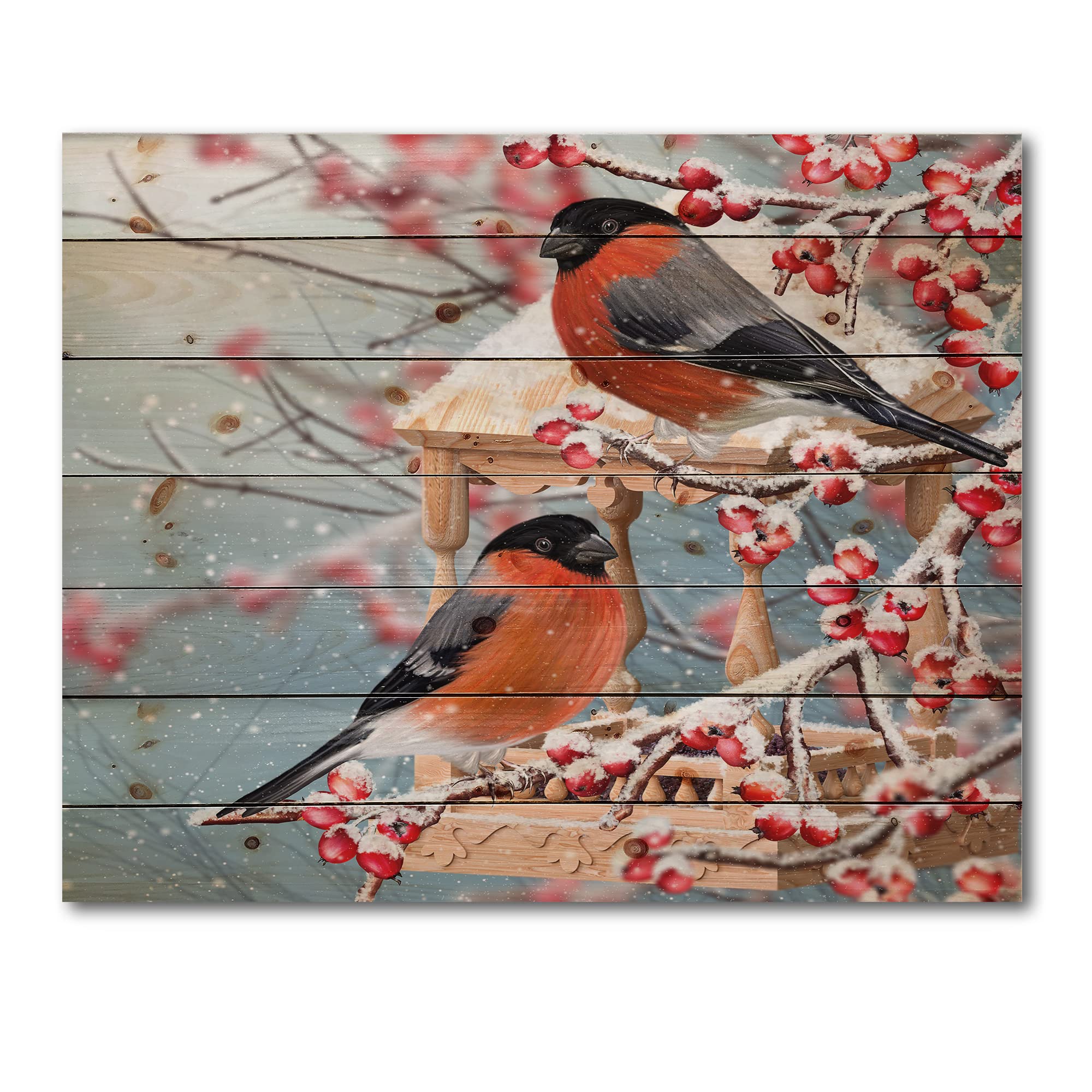 Traditional Wood Wall Decor - Red Wood Art with Animals for Home & Office