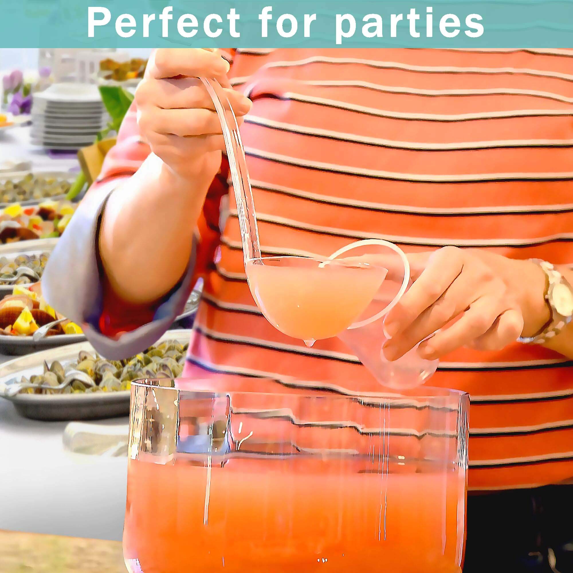 [48 Pack] 5 oz Clear Plastic Punch Bowl Ladle - Disposable Acrylic Serving Spoon for Dressings, Soups, Sauces & Fruit Juices | Perfect for Cocktail Parties, Banquets, Catering & Buffet Events | Commercial Grade One-Piece Scoop