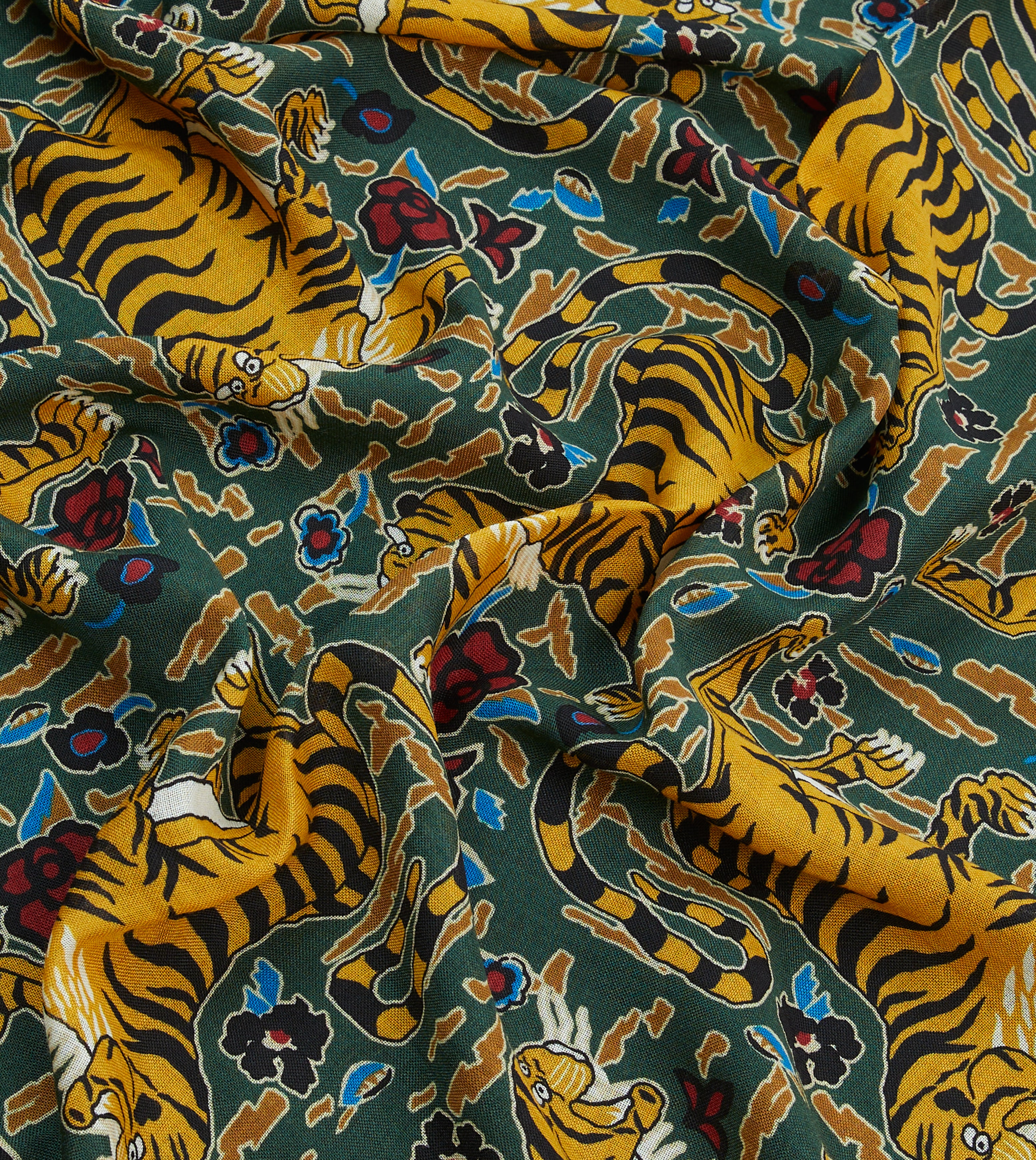 Luxury Green Tiger Print Wool Silk Scarf - Soft & Warm Winter Fashion Accessory for Women - Perfect for Office, Parties & Holiday Outfits