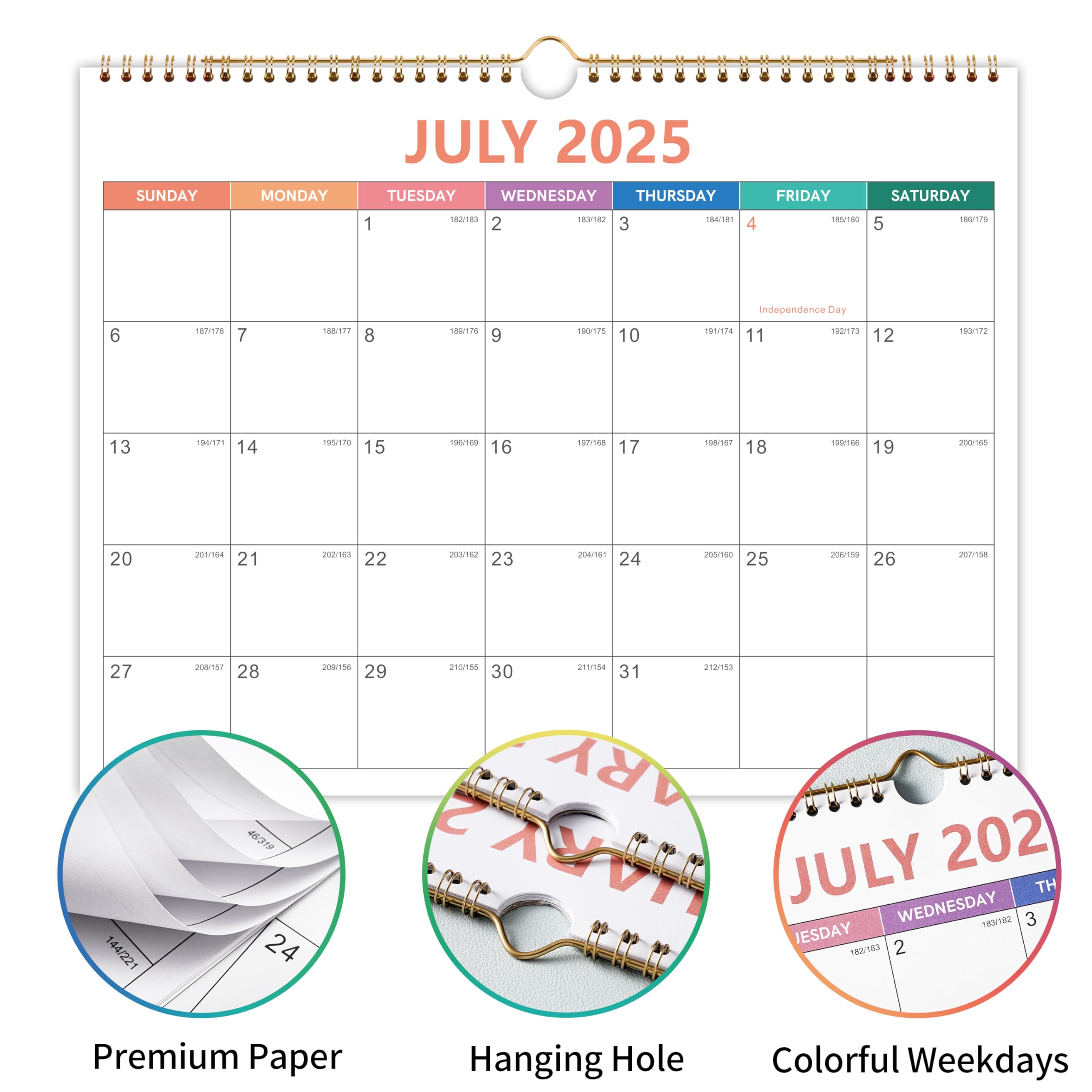 2025 Wall Calendar - Spiral Bound January to December 2025 with Premium Thick Paper, 14.5