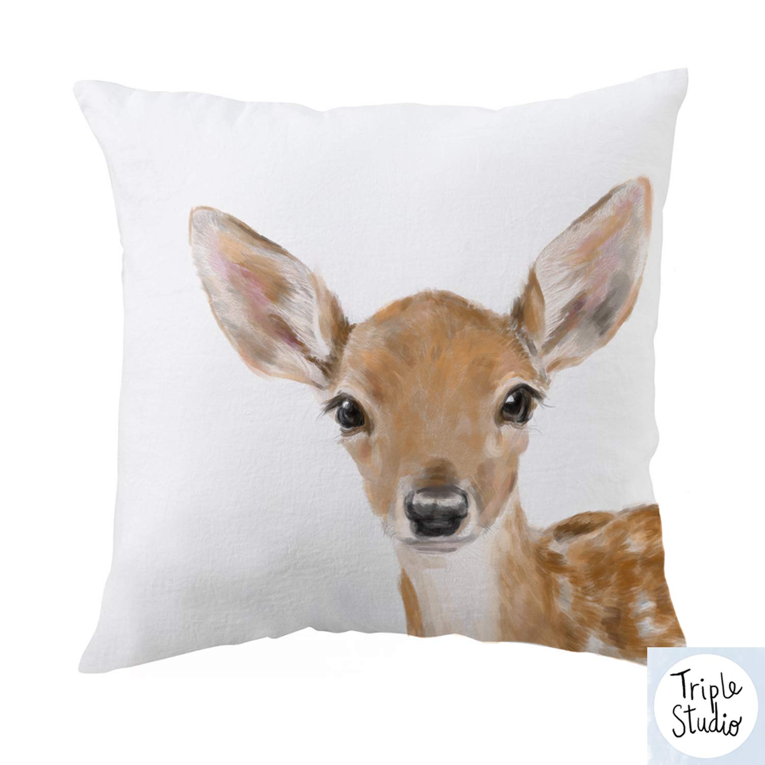 Fawn Pillow Cover - Woodland Deer Themed Decorative Cushion Cover for Nursery, Living Room & Bedroom - Minimalist Home Decor Accessories - Perfect for Baby Shower Gifts and Cozy Home Styling