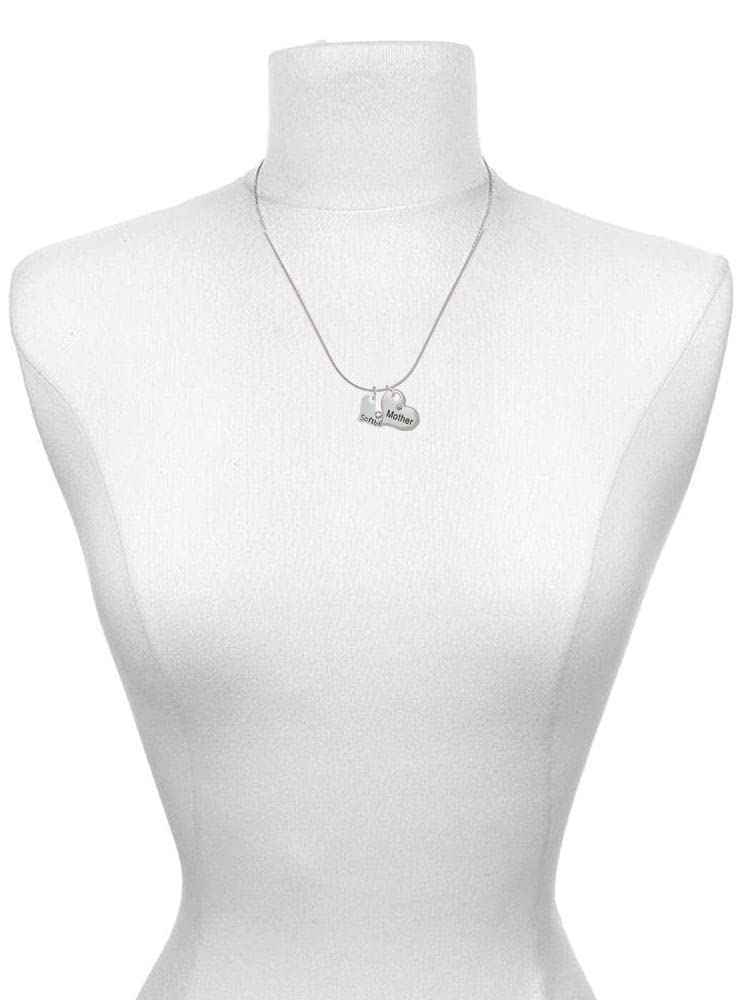 Softball & AB Crystal Mother Daughter Heart Necklace Set (2 Pcs, 19