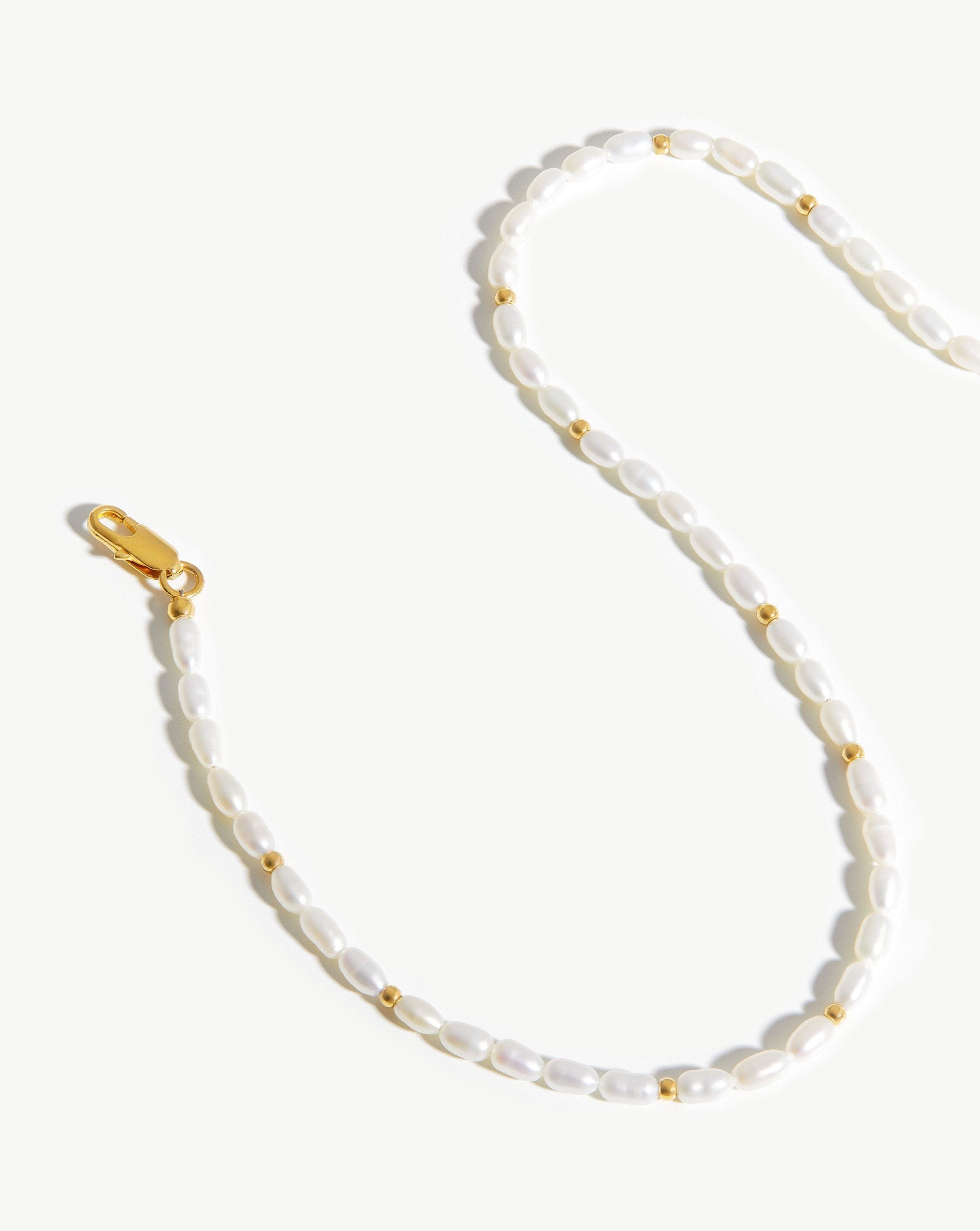 18k Gold Plated Short Seed Pearl Beaded Necklace - Elegant Pearl Jewelry for Women, Perfect for Weddings, Parties & Everyday Wear
