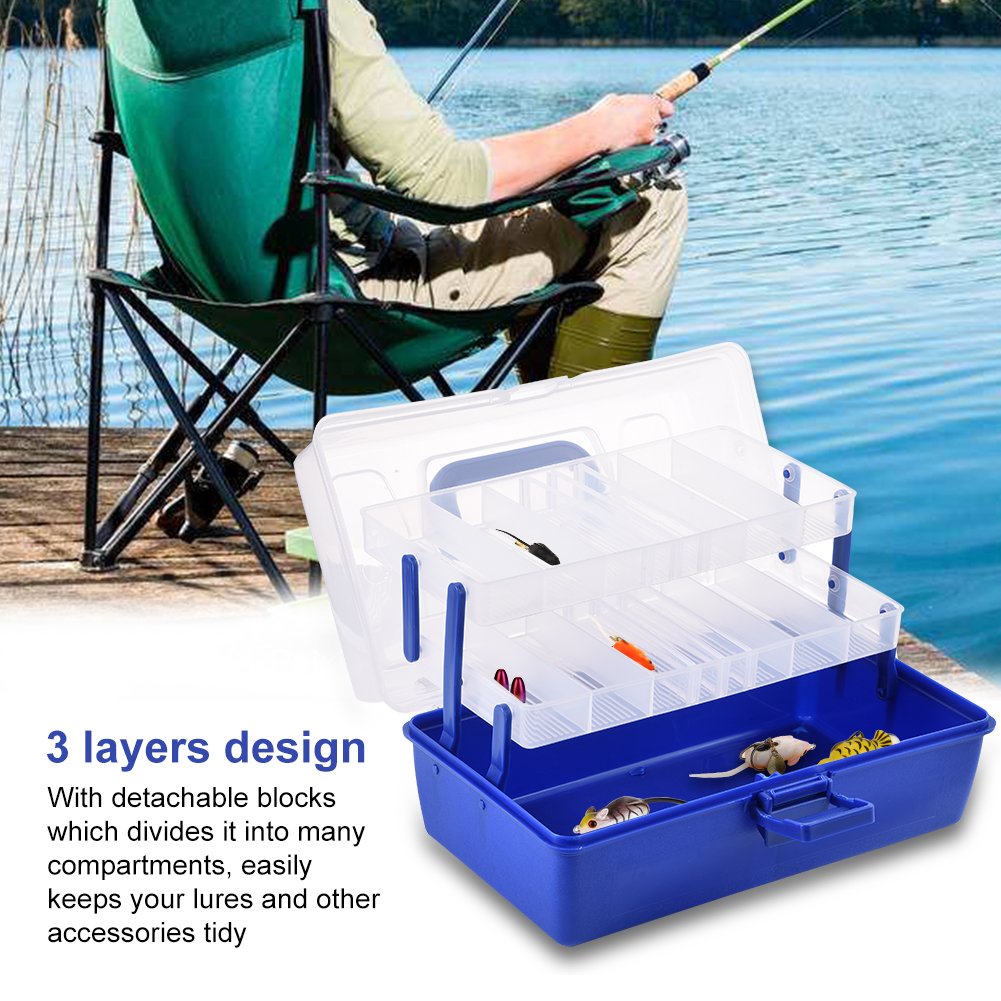 VGEBY 3-Layer Large Capacity Fishing Tackle Box - Portable Plastic Storage Organizer for Lures, Hooks & Fishing Accessories | Perfect for Freshwater, Saltwater & Ice Fishing Trips