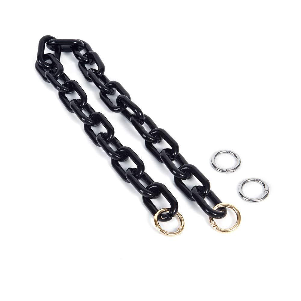 Yichain Chunky Acrylic Purse Strap - Durable Bag Chain Handle Replacement for Handbags & Purses - DIY Handbag Making Accessory & Decoration (Black) | Perfect for Customizing Designer Bags, Evening Clutches & Fashion Accessories