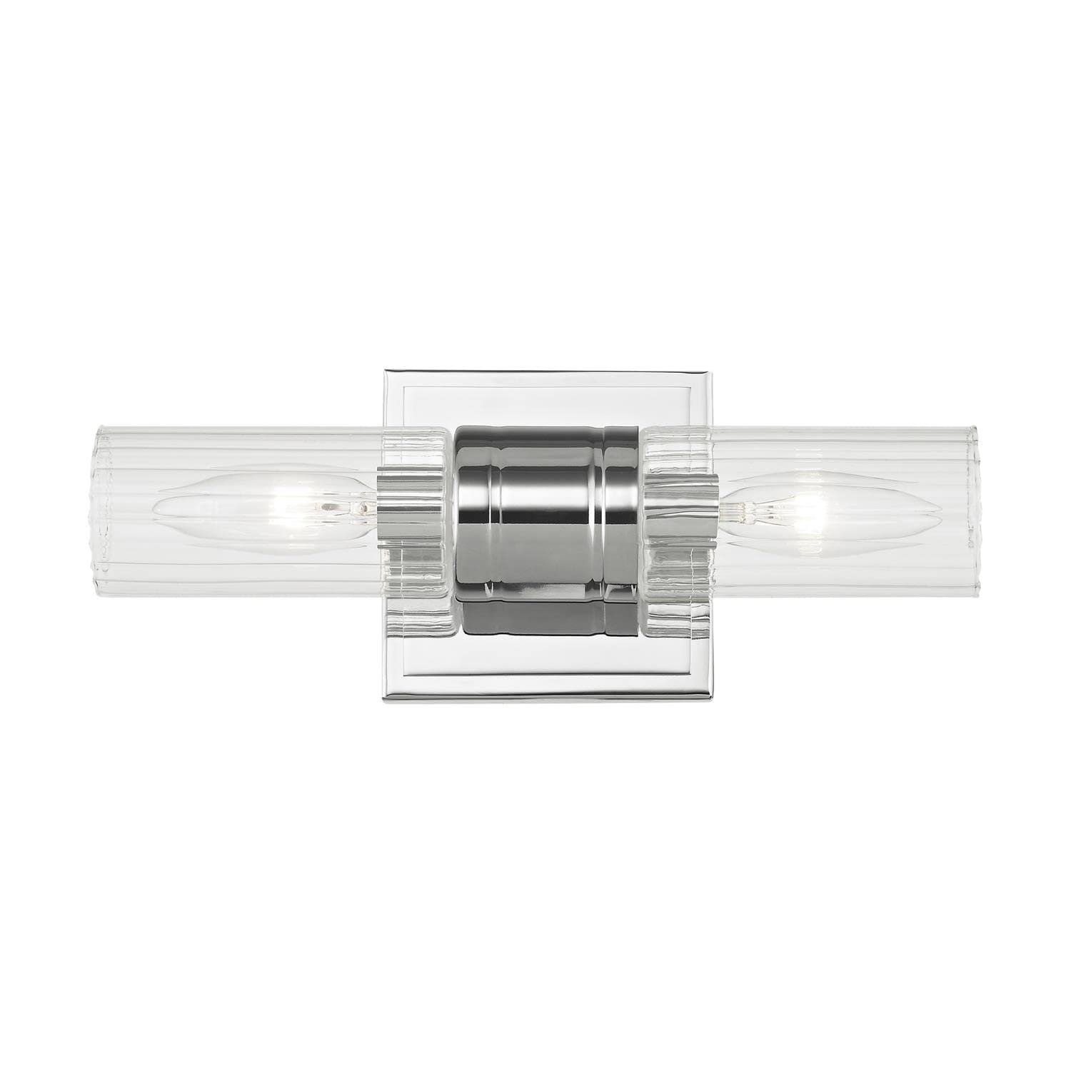 Livex Lighting 50692-05 Midtown 2-Light Chrome Bathroom Vanity Light Fixture for Modern Home Decor - Perfect for Bathroom, Powder Room & Dressing Area Lighting