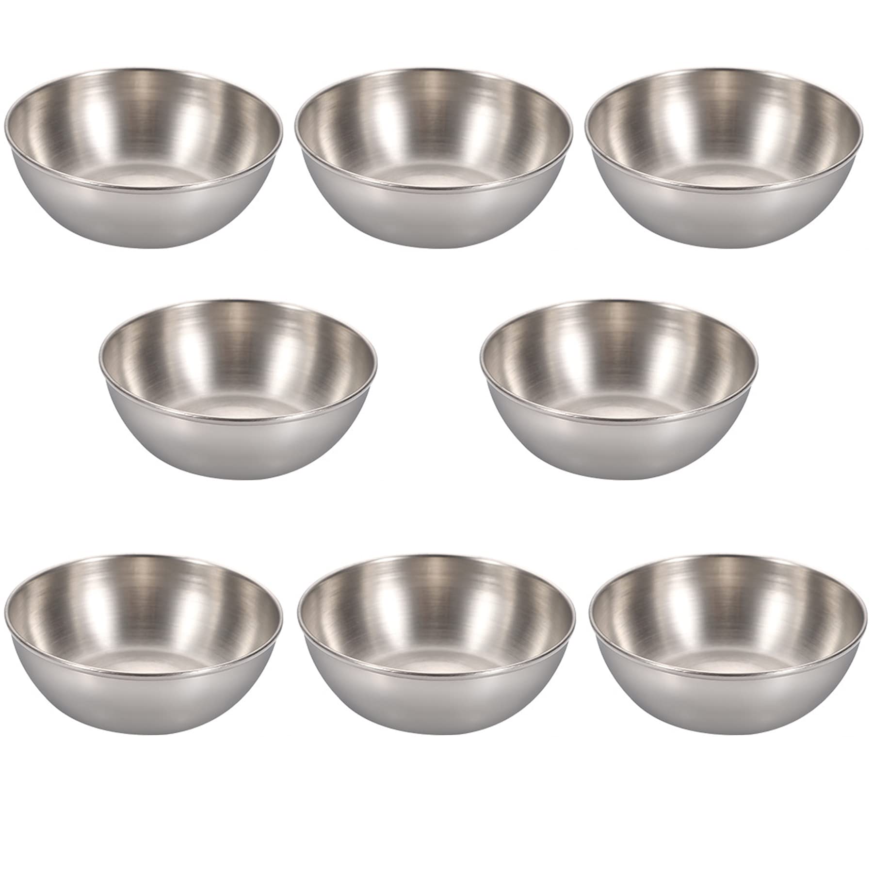 8 Pack 3.3 Inch Stainless Steel Mini Sauce Dishes - Round Individual Dipping Bowls for Sushi, Soy Sauce, BBQ, Desserts & Appetizers | Perfect for Restaurants, Home Kitchens & Party Serving (Silver)