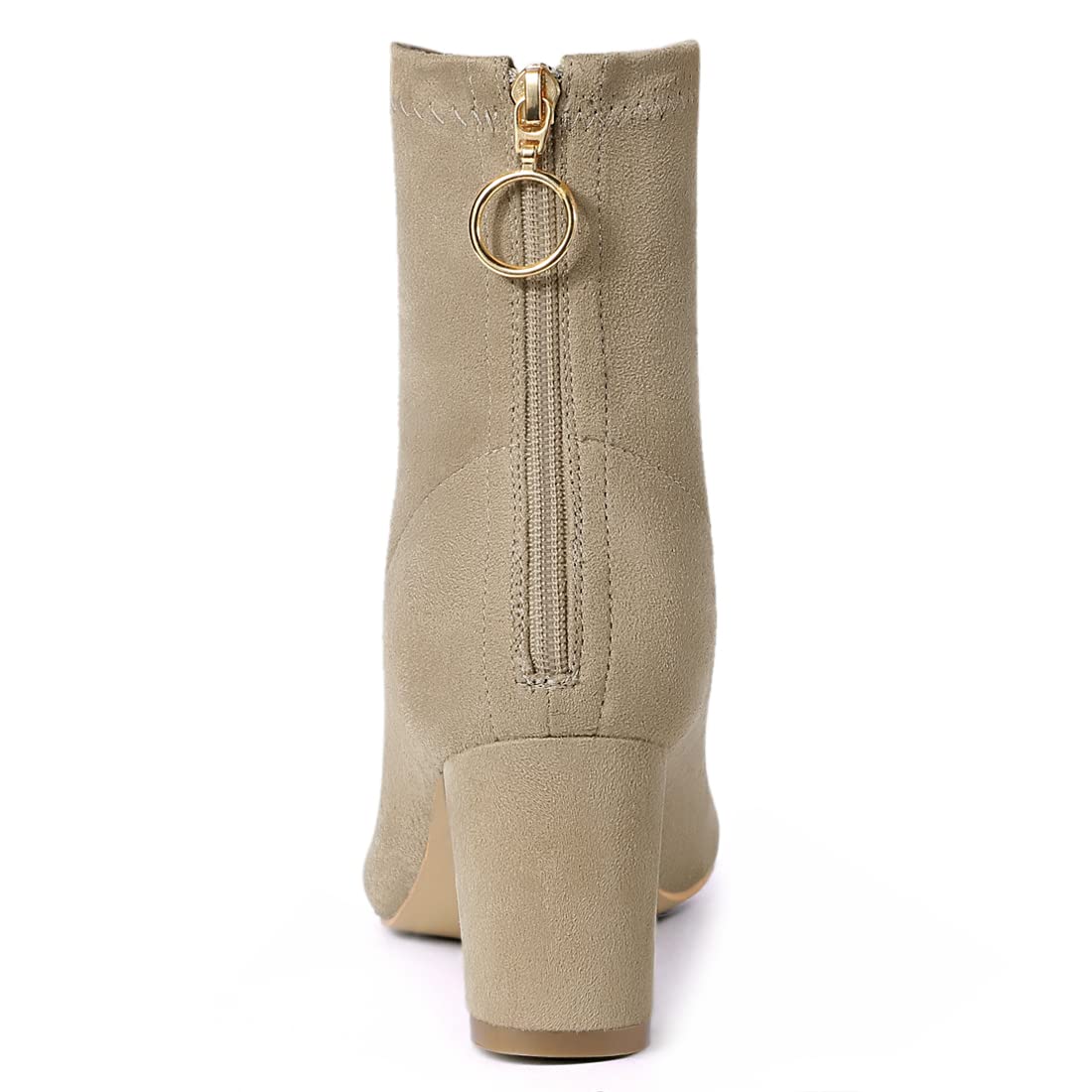 Allegra K Women's Pointed Toe Zipper Chunky Heel Ankle Boots - Stylish Fall Winter Fashion Booties for Office, Party & Night Out