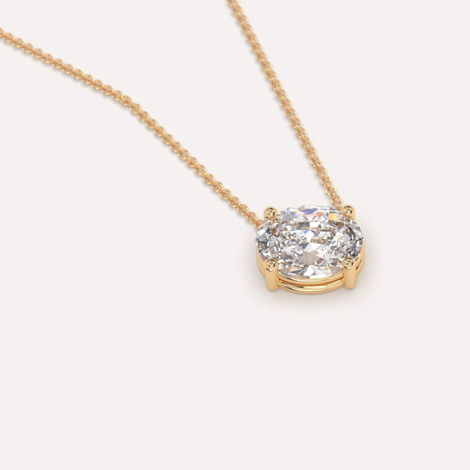 2 Carat Oval Floating Diamond Necklace - 14K Gold Solitaire Pendant for Women | Elegant Gift for Anniversary, Wedding & Special Occasions