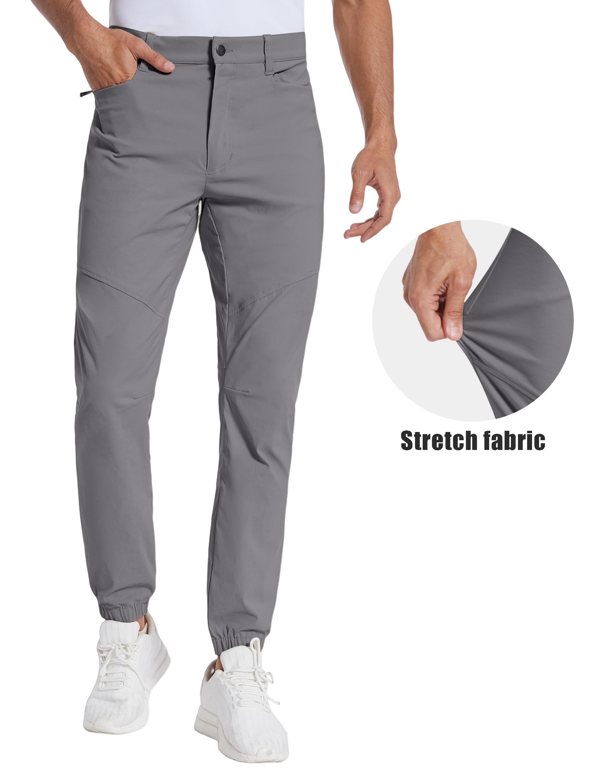 **PULI Men's Stretch Golf Joggers Pants - Waterproof Slim Fit with 4 Pockets - Hiking, Casual, Travel & Work Pants for Men - Perfect for Golfing, Outdoor Adventures & Everyday Wear**