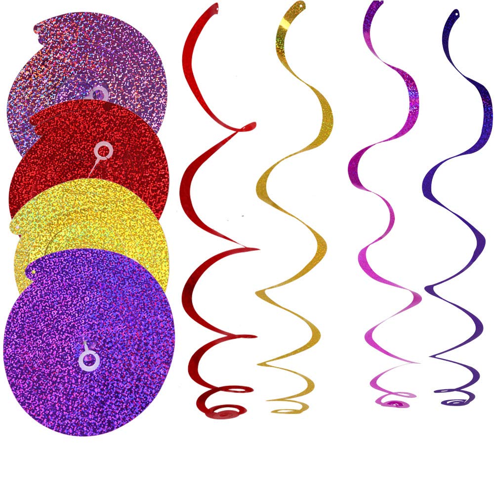 Festive Christmas Tree Ornaments & Ceiling Swirl Decorations - Merry Christmas Hanging Whirls for Holiday Party, Home, and Office Decorations
