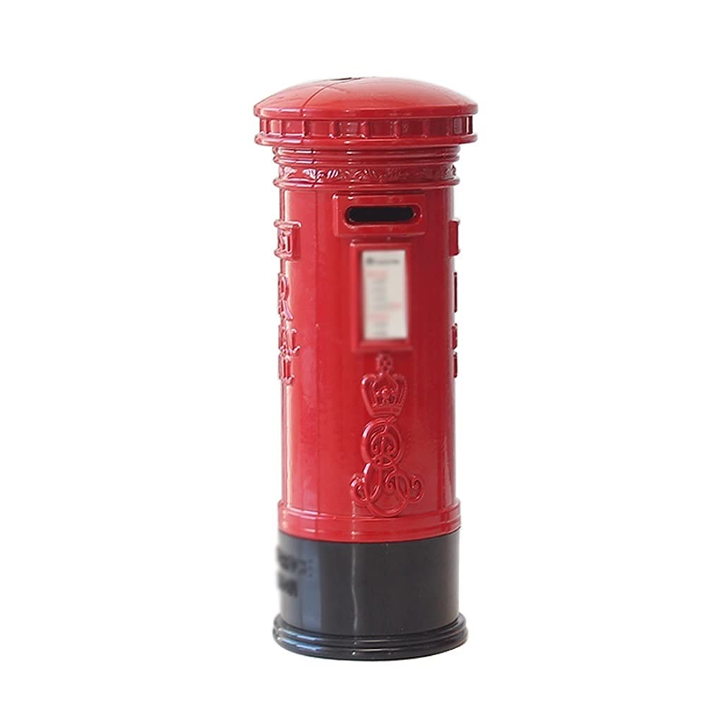 VUFP Metal London Red Mailbox Piggy Bank - British Street Style Coin Bank for Savings, Decoration & Gifts | Perfect for Home Office Decor, Kids Savings & UK-Themed Parties (Red)