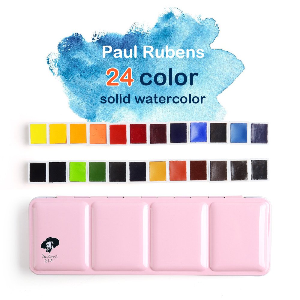 Paul Rubens 36 GUCAI Pearlescent Watercolor Paint Set & 24 Colors Watercolor Set - Professional Artist Grade for Painting, Sketching, and DIY Art Projects