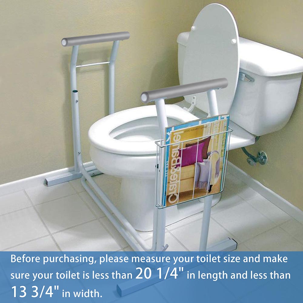 TheLAShop Stand Alone Toilet Safety Rail with Rack - 375lbs Weight Capacity - Elderly & Disabled Bathroom Assist - Home Medical Equipment for Seniors Safety