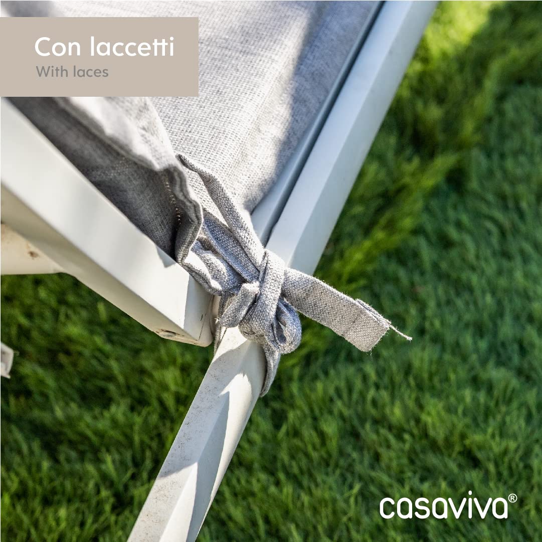 Casaviva® Recycled Cotton Blend Cushion for Sun Lounger & Bed - Hemp Effect, Made in Italy, Removable Cover with Extra Filling (Nursery Cushion, Grey) - Perfect for Outdoor Patio, Poolside Relaxation & Nursery Decor