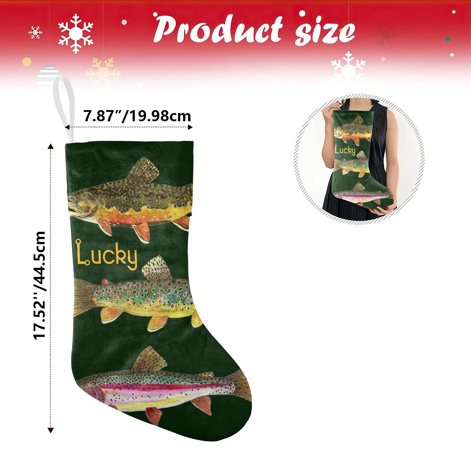 Custom Personalized Animal Fish Christmas Stockings with Name - Holiday Decor for Family, Kids & Pets - 17.52 x 7.87 Inch - Perfect for Fireplace Mantel, Gift Exchange & Festive Home Decor