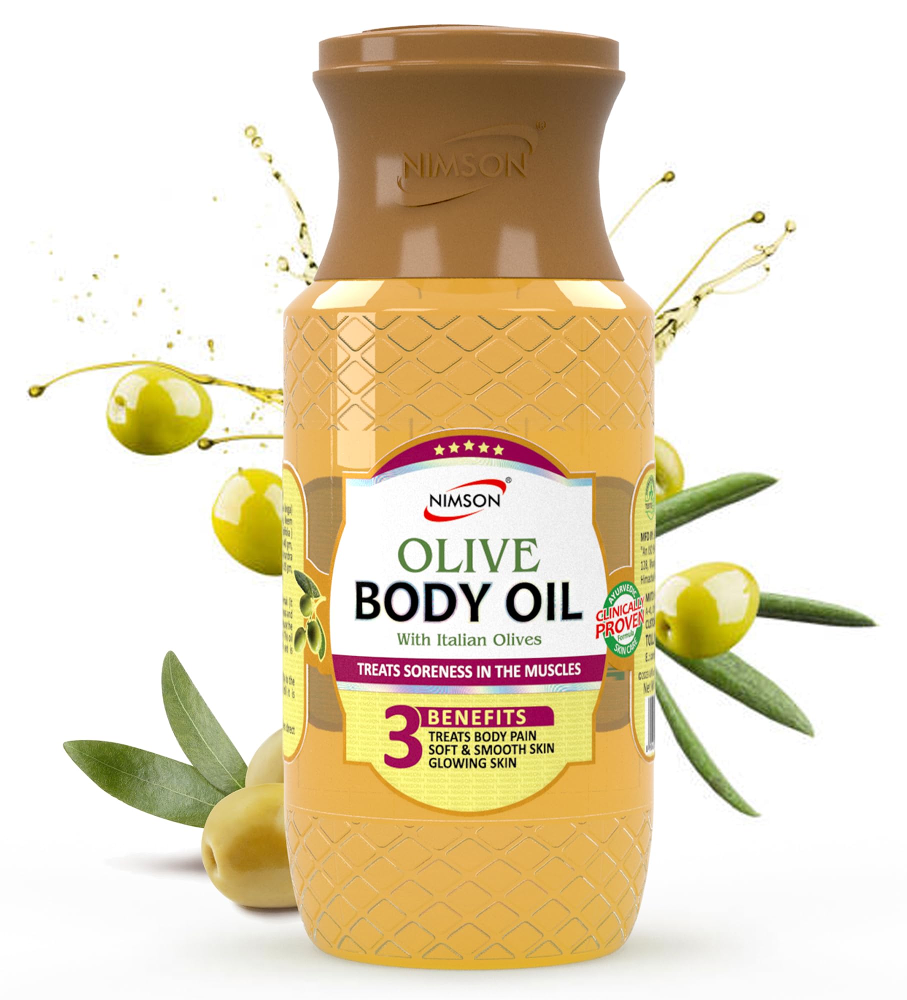 Nimson Olive Body Oil - Deep Moisturizing & Soothing Relief with Italian Olives | Hydrating Formula for Dry Skin & Radiant Glow | Ethically Sourced 200ml | Perfect for Daily Skincare & Spa Treatments