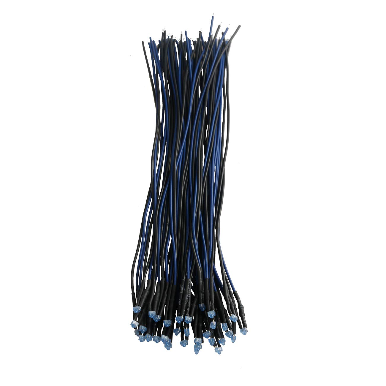 50pcs 12V 1.8mm Blue LED Lights - Pre-Wired 7.9 Inch Diffused Lens DC 12v LED Diodes for DIY Electronics, Automotive Lighting, and Home Decoration Projects