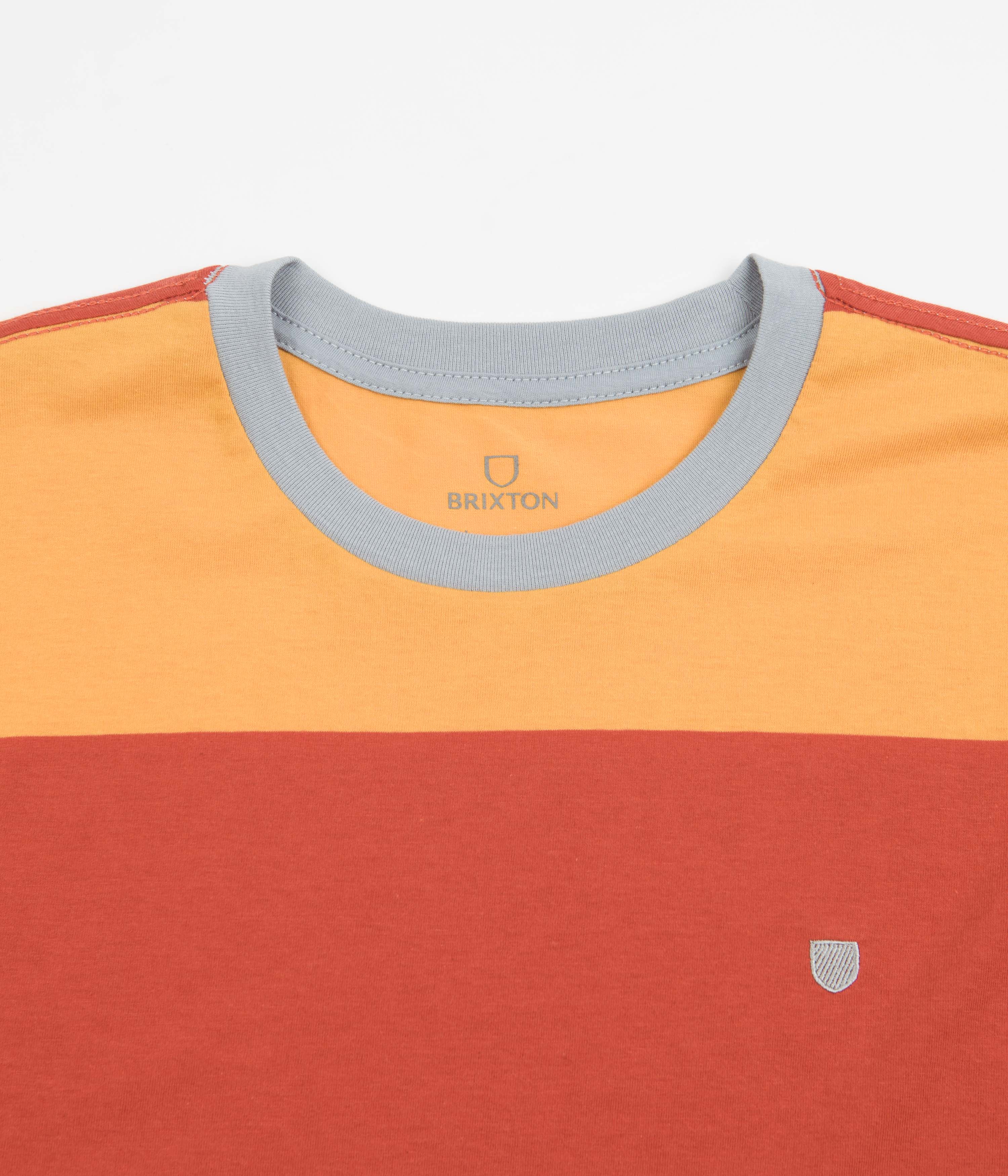 Brixton Hilt Boxy Shield Knit T-Shirt for Men | Phoenix Orange & Golden Glow Color | Casual Streetwear & Everyday Comfort Wear