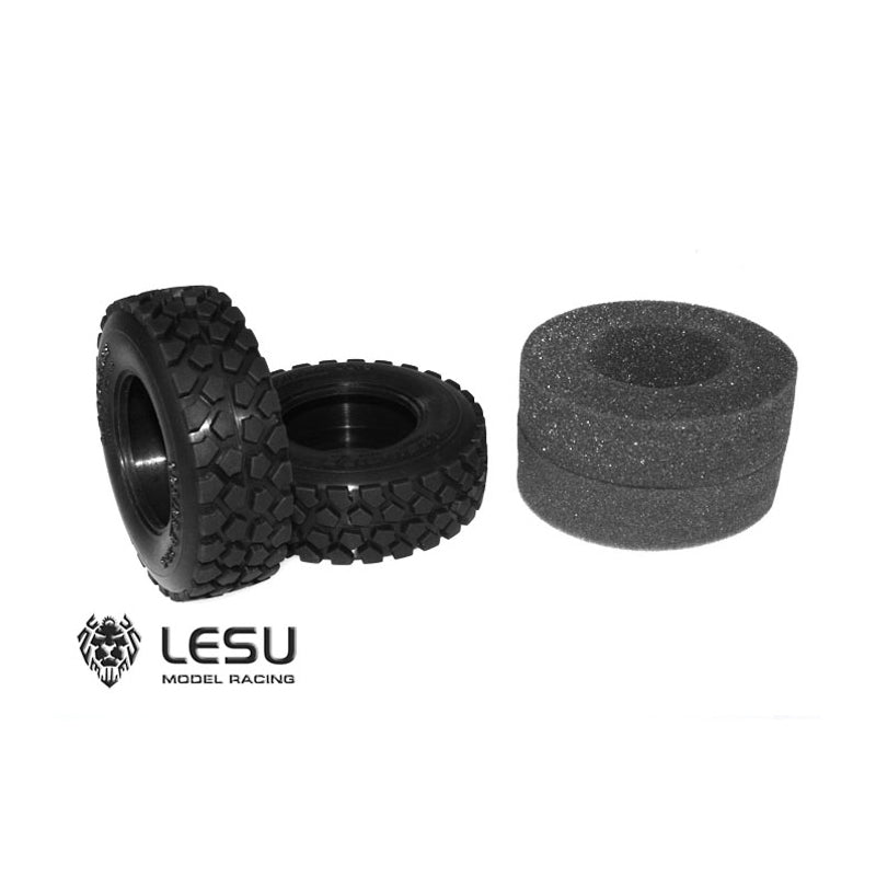 Upgraded 1Pair LESU Rubber Tires for 1/14 Scale RC Tractor Truck - Compatible with TAMIYA Model Cars, Hydraulic Dumper Trailers & Remote Control Tippers - Durable Off-Road Performance for RC Construction Vehicle Enthusiasts