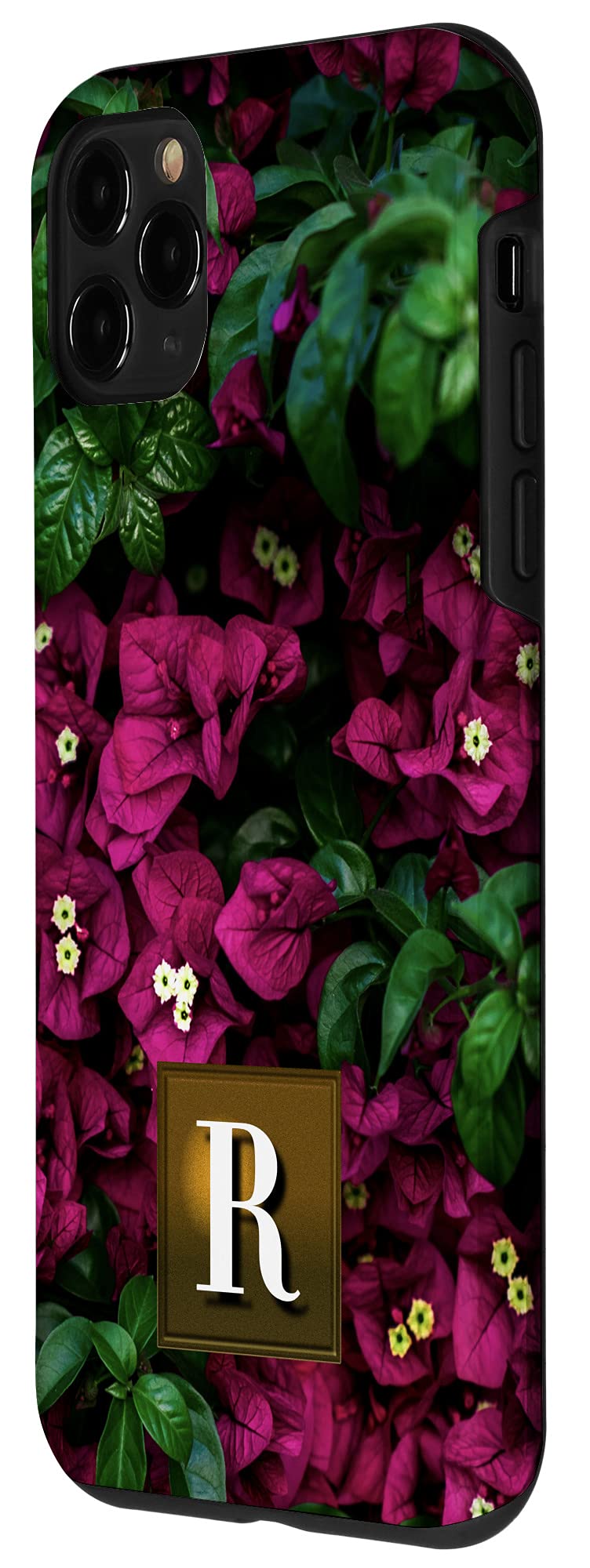 iPhone 11 Pro Case with Purple Flowers Photo & Monogram Letter R - Slim Protective Cover for iPhone 11 Pro (2019) | Perfect Gift for Women, Girls | Everyday Use, Travel, Work