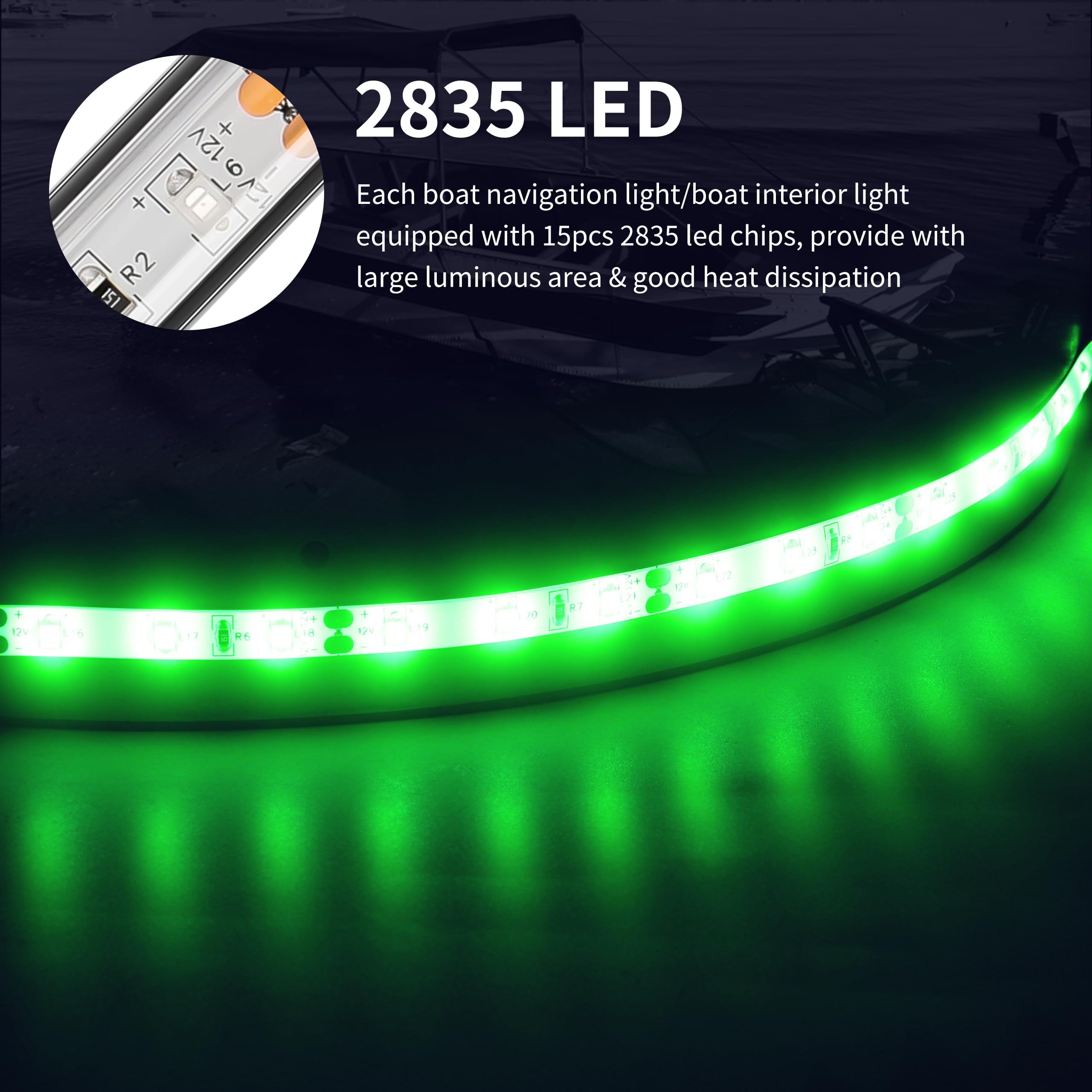 Waterproof LED Boat Interior Lights - 4 Pack Marine LED Strip Lights for Yachts, Fishing & Pontoon Boats | Perfect for Night Fishing & Cabin Lighting