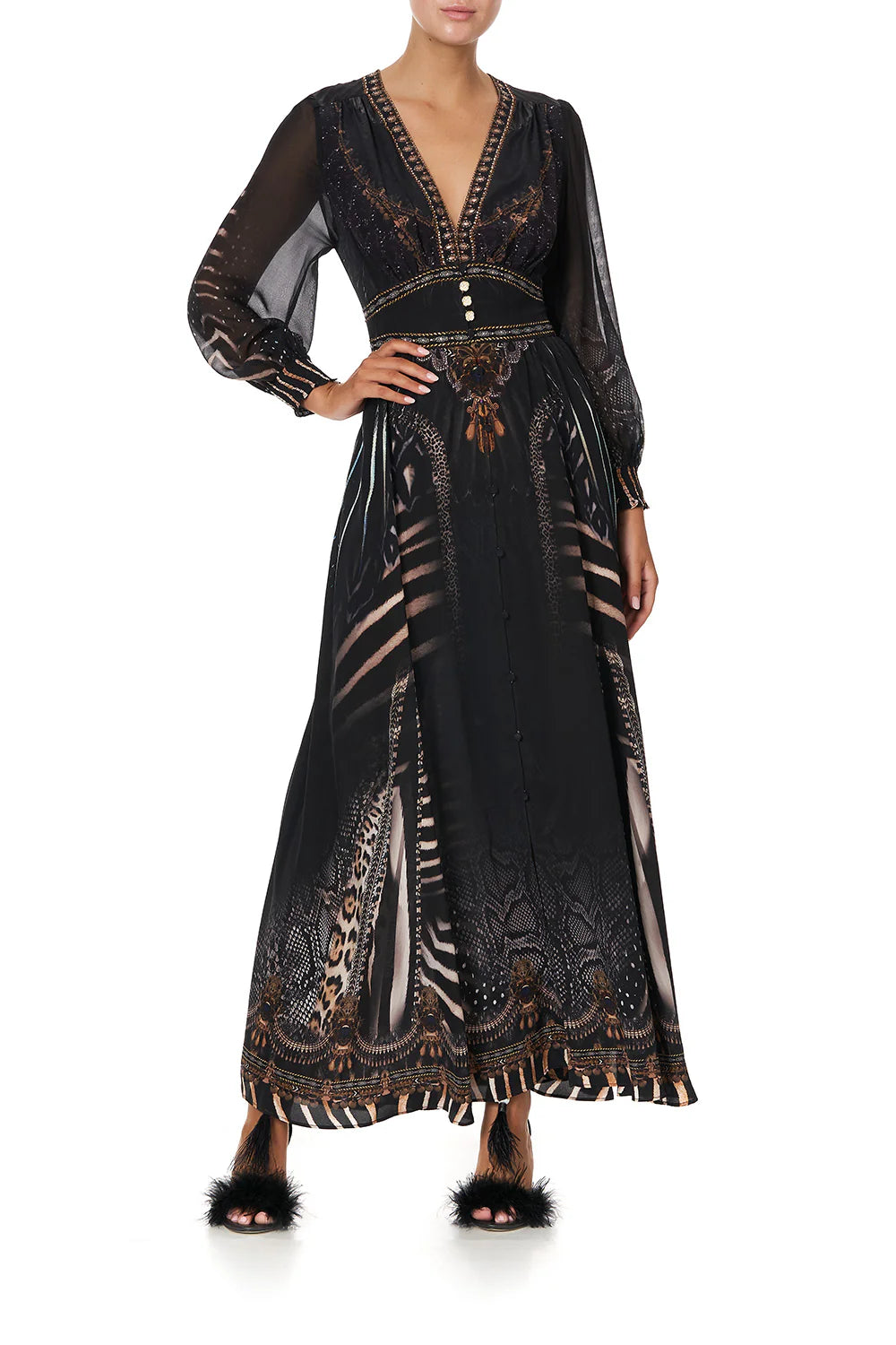 Quechua King Button Dress with Shaped Waistband - Elegant Women's Fashion for Office, Party & Special Occasions