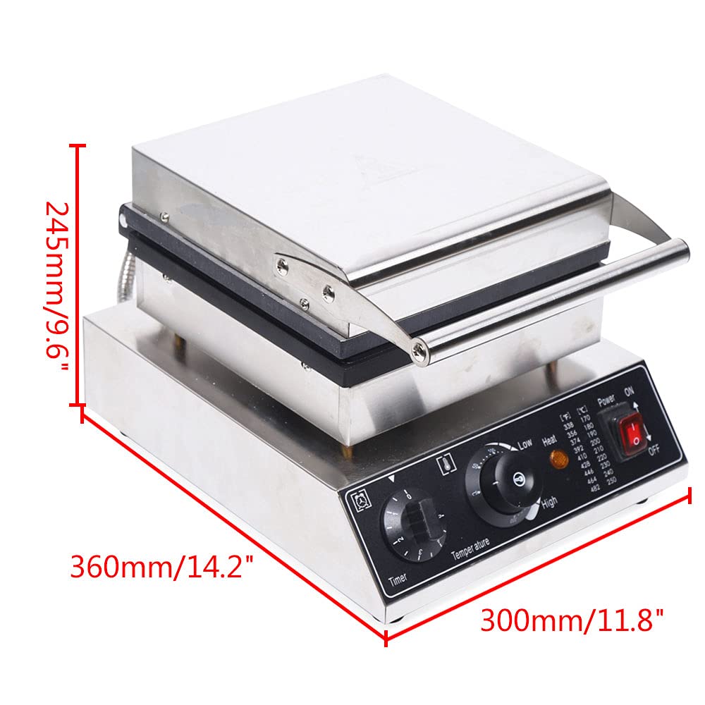 Commercial Waffle Maker - Non-Stick Stainless Steel Waffle Machine with Temperature & Time Control - 110V Electric Waffle Iron for Bakery, Restaurant, Home & Breakfast Buffet (4-Piece Set) - Perfect for Belgian Waffles, Pancakes & Breakfast Catering