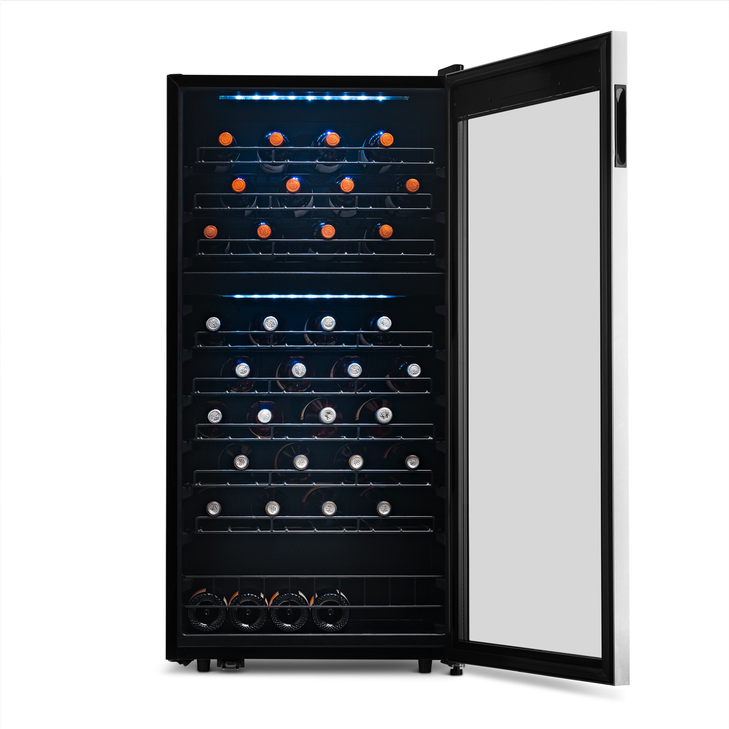Newair® 76 Bottle 23 Inch Stainless Steel Freestanding Dual Zone Wine Cooler Refrigerator - Perfect for Home Bars, Restaurants, and Wine Cellars