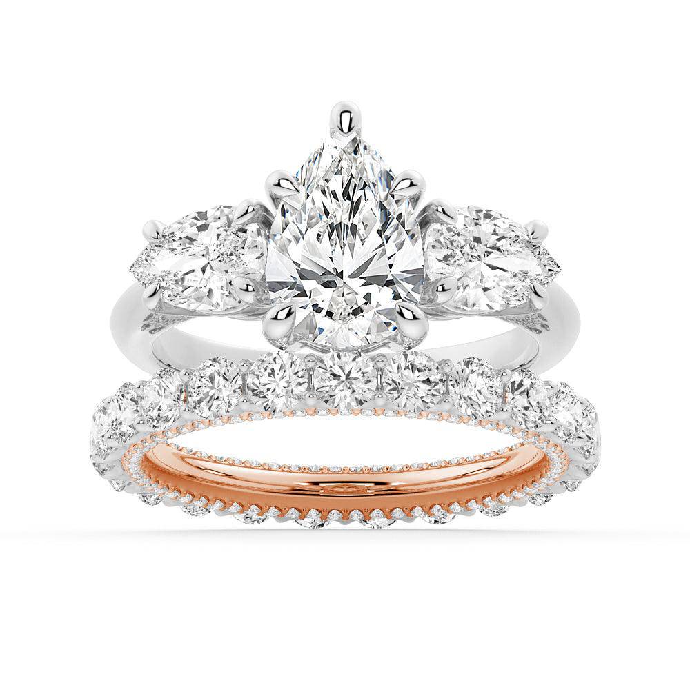 Exquisite Pear Shaped Three Stone Moissanite Engagement Ring for Women - Perfect for Proposals, Weddings & Anniversary Gifts