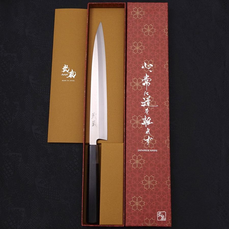 Premium Yanagiba Sushi Knife 240mm - High Carbon Silver Steel #3, Kasumi Buffalo Ebony Handle - Perfect for Sushi Chefs & Japanese Cuisine Lovers