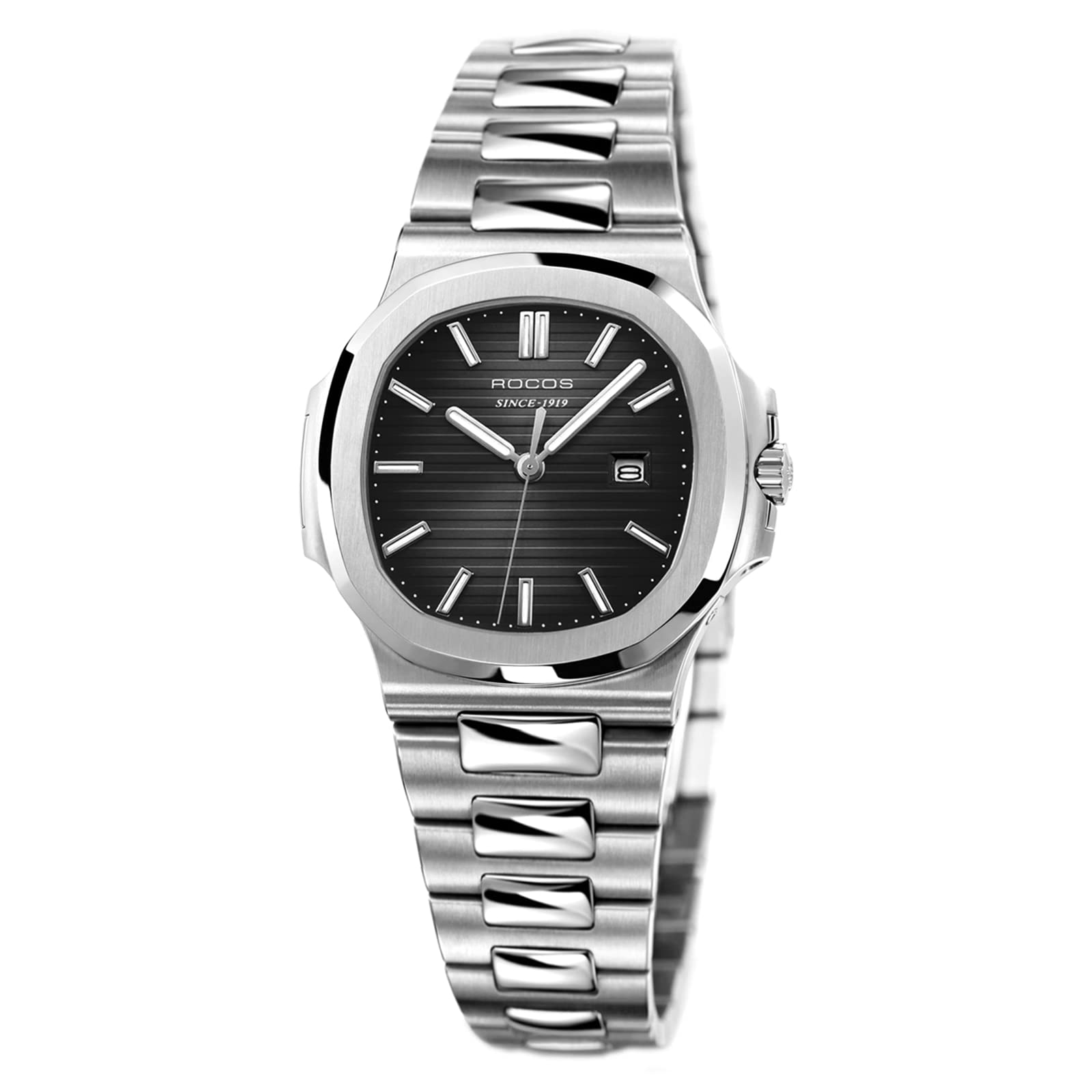 JOESD Women's Wrist Watch - Japanese Quartz Movement, Blue Dial Square Watch with Luminous Hands, Waterproof Ladies Analog Watch, Adjustable Stainless Steel Band & Crystal Accents (Model R000139L) - Perfect for Office, Casual Wear & Special Occasions