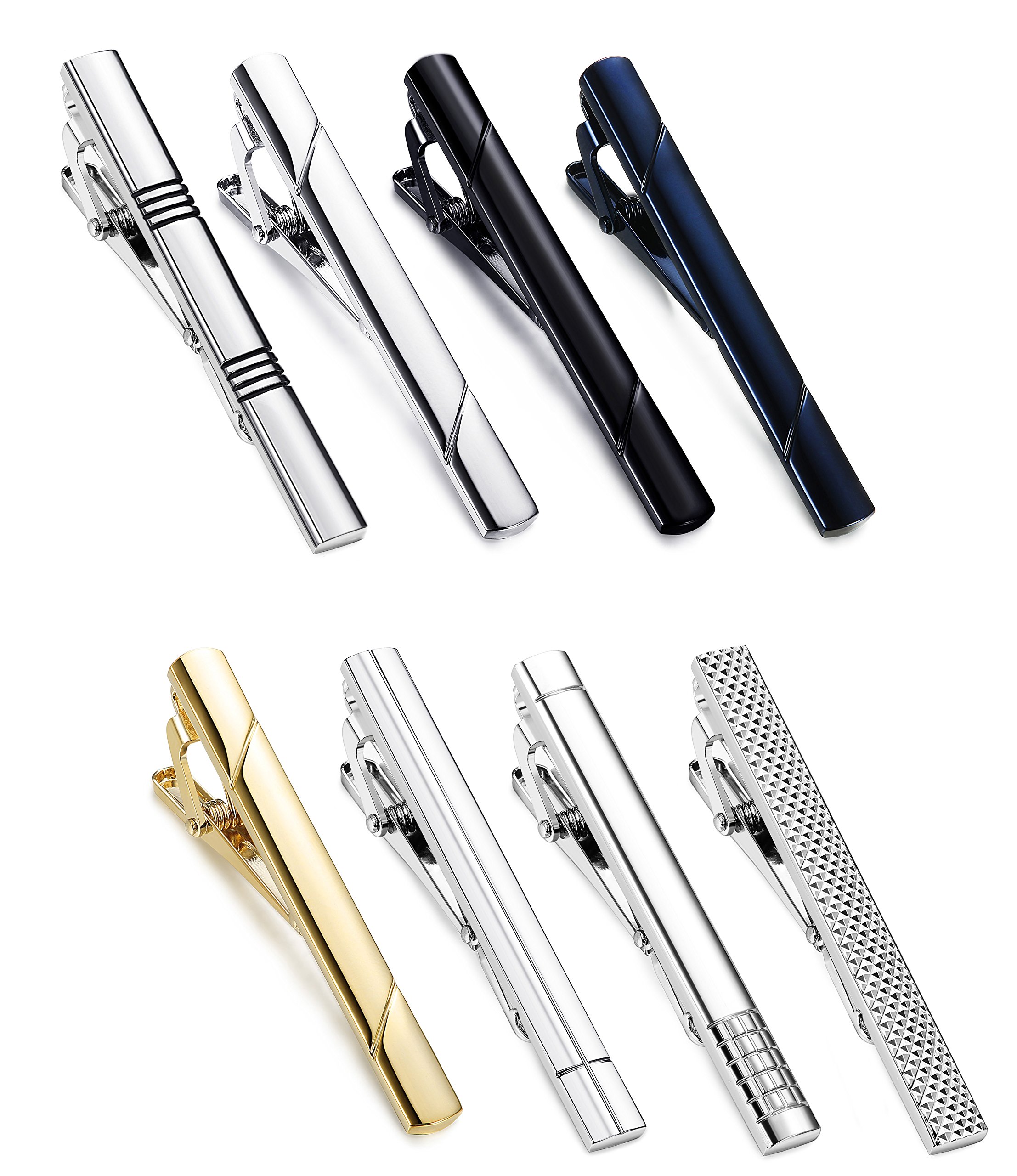 8 Pcs MILACOLATO Tie Clips Set for Men - Premium Tie Bar & Necktie Clips for Wedding, Business & Formal Occasions - Elegant Gift Box Included - Perfect for Office, Interviews & Special Events