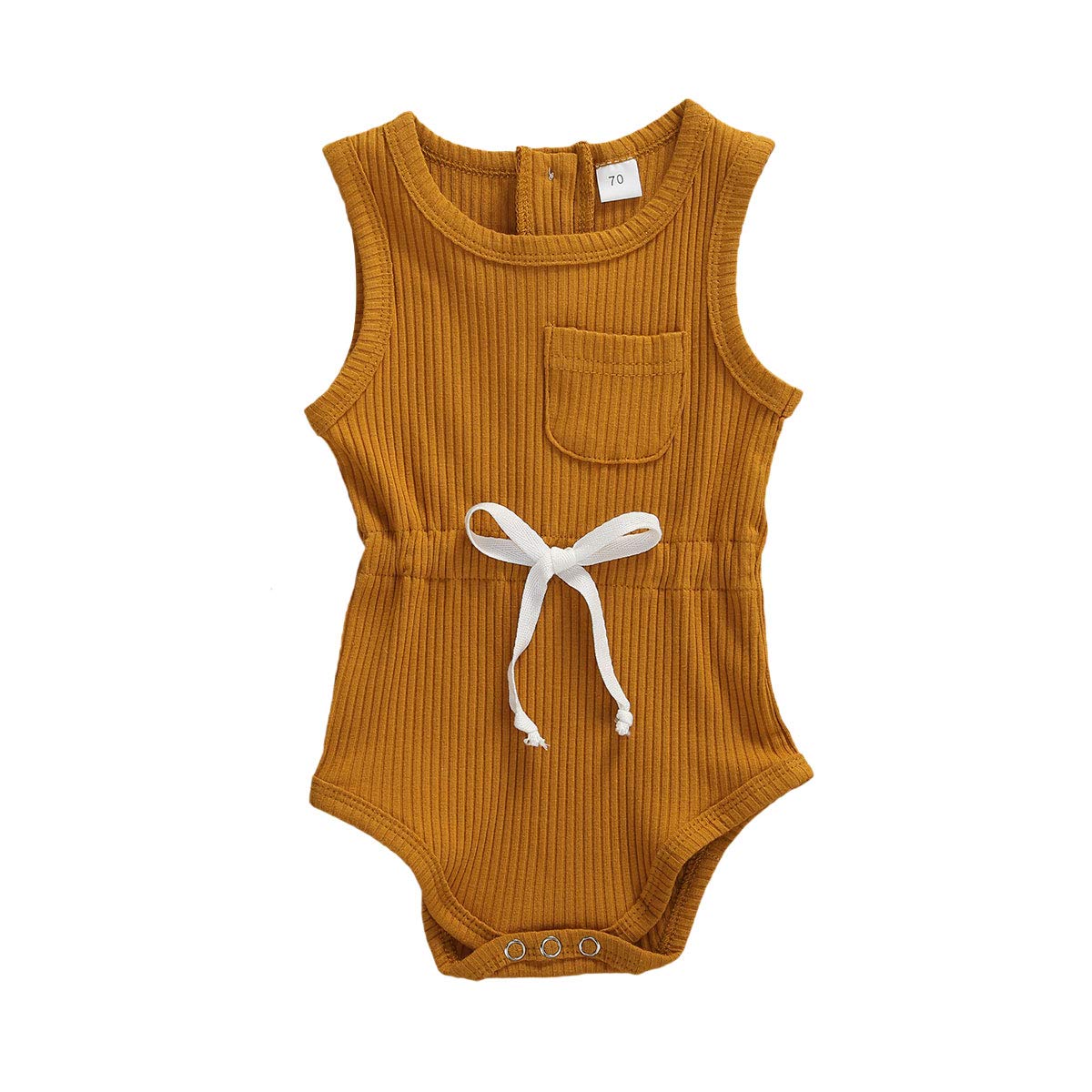 BULINGNA Newborn Baby Romper - Sleeveless Knitted Jumpsuit for Girls & Boys | Summer One-Piece Bodysuit with Drawstring | Perfect for Playtime, Outings & Photo Shoots