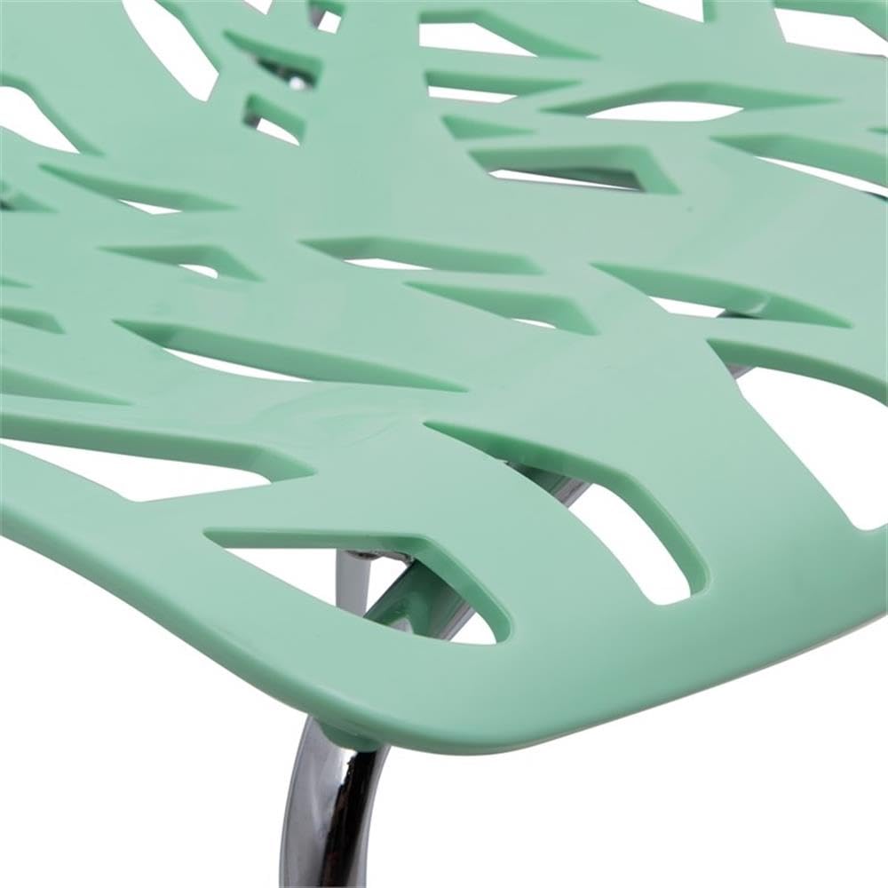 Modern Asbury Dining Chairs with Chrome Legs - Set of 2, Mint Green - Stylish Mid-Century Kitchen & Dining Room Seating for Home, Restaurant or Cafe
