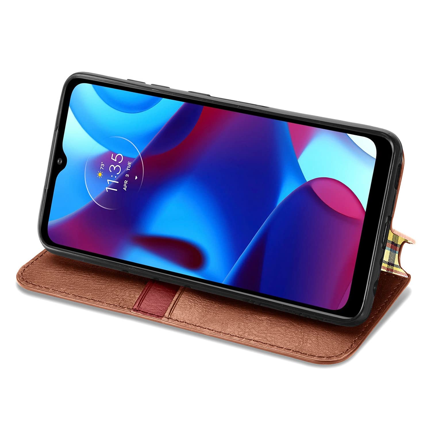 Premium PU Leather Wallet Case for Motorola Moto G Pure with Kickstand, Card Holder & Magnetic Closure - Brown Flip Folio Cover | Perfect for Daily Use, Travel & Business Meetings