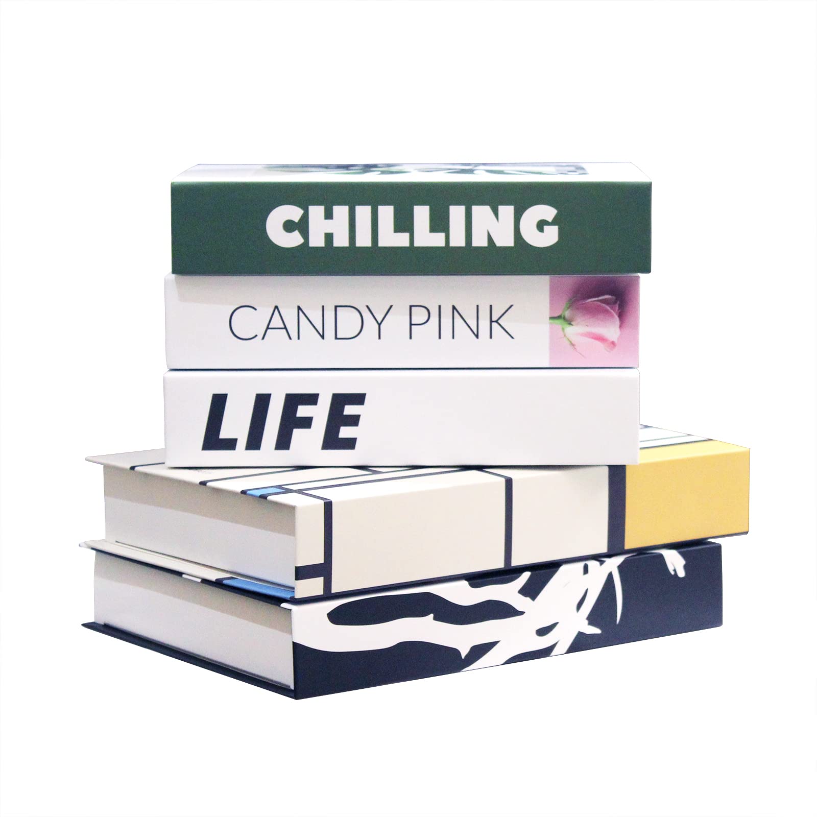Decorative Faux Books Set - Black & White Hardcover Fake Books for Home Decor, Bookshelf & Entry Table Decor, Living Room & Office Decoration (Green)