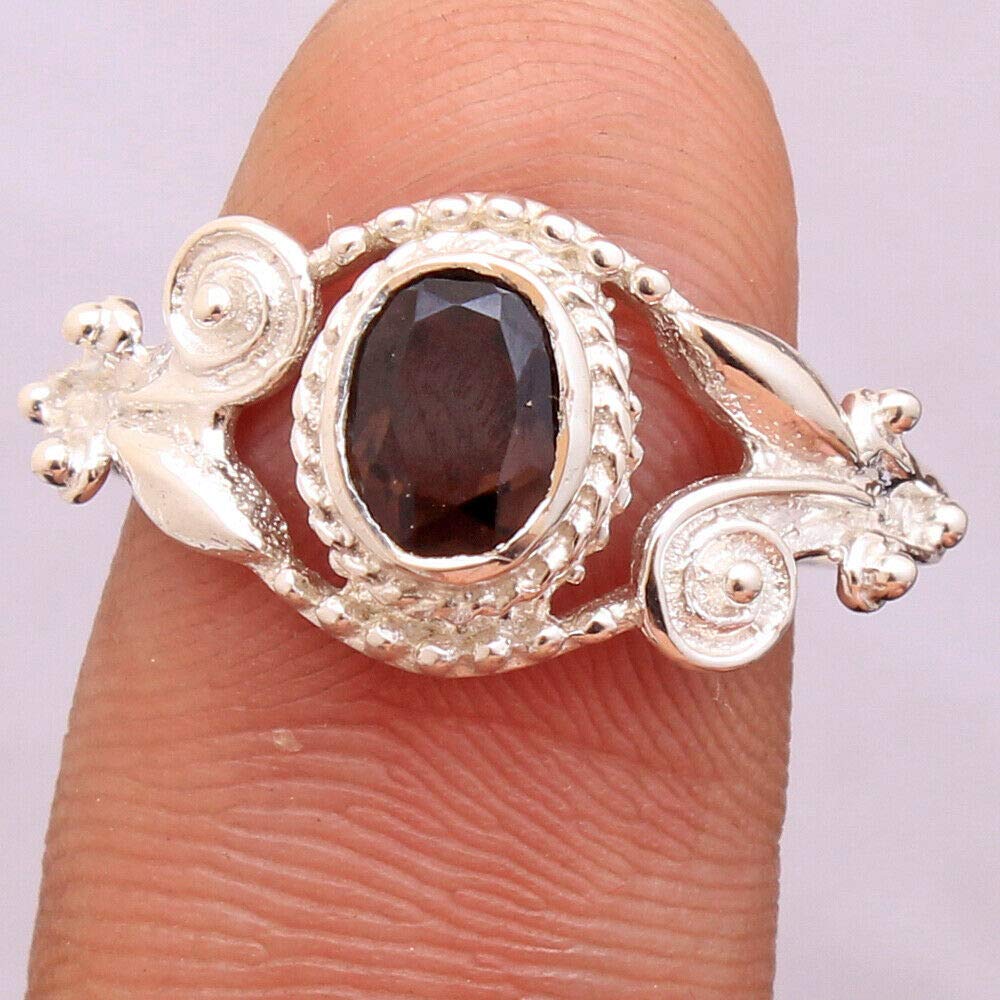 Smokey Quartz 925 Sterling Silver Rings for Women – Elegant Brown Bridesmaid Rings, Oval Gemstone Rings with Bezel Setting | Handmade Designer Jewelry for Weddings, Parties & Special Occasions
