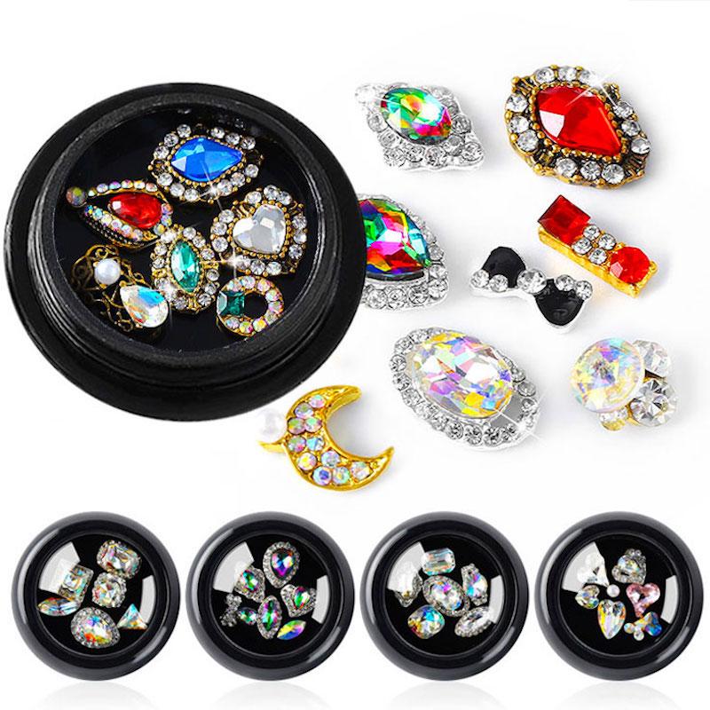 3D Nail Art Rhinestone Charms - Mixed Shapes & Sizes for DIY Nail Designs - Perfect for Manicures, Pedicures, and Nail Salon Decorations