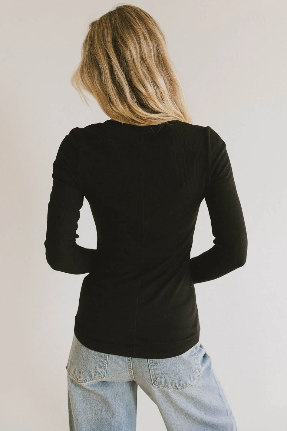 Ivanna Henley Black Women's Casual Top - Soft Cotton Long Sleeve Shirt for Everyday Wear, Office & Date Night Outfits
