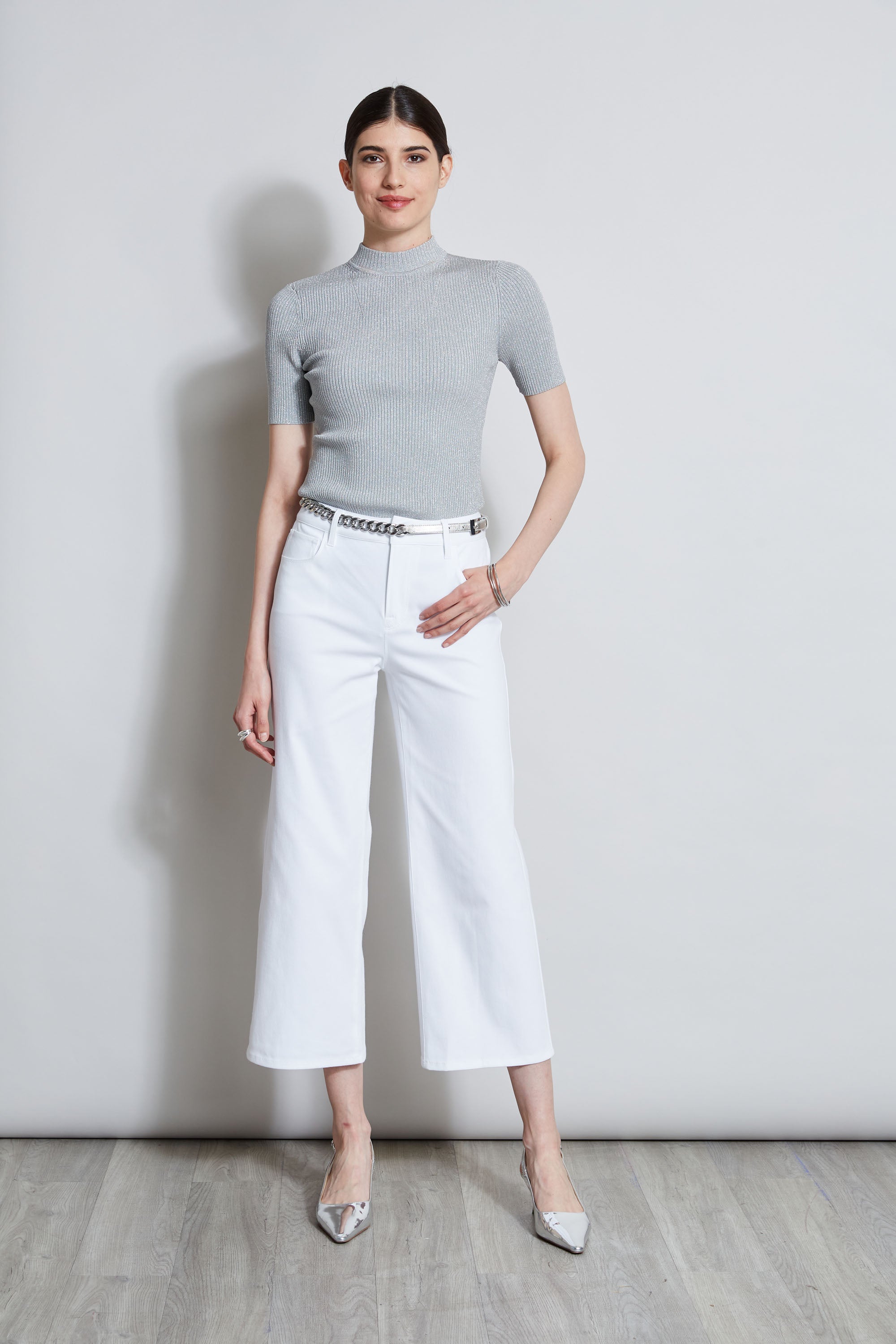 Stretch Denim Wide Leg Pants for Women - High Waist Comfort Fit Jeans - Casual & Office Wear - Perfect for Everyday Style and Comfort