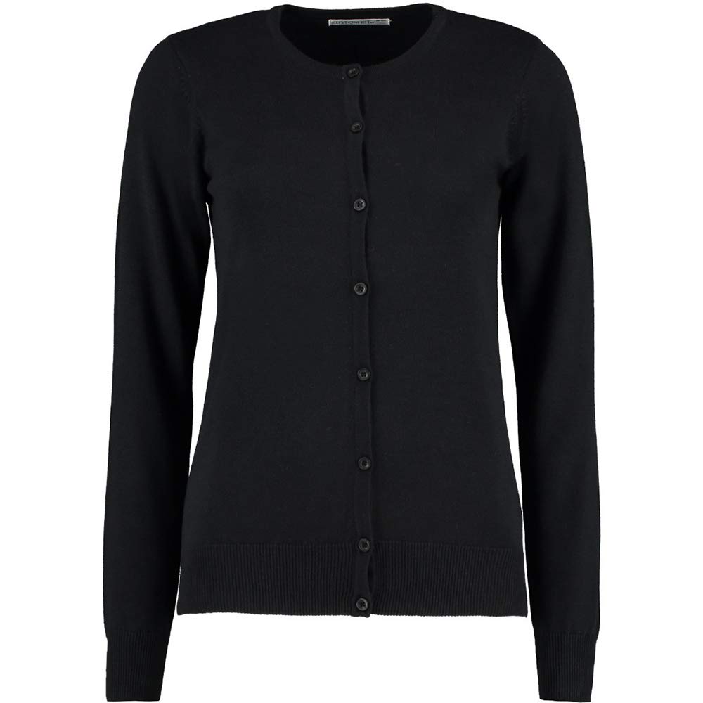 Women's Black Round Neck Cardigan Sweater - Soft Knitwear for Ladies (Size 10 US) - Perfect for Office, Casual Outfits & Fall Layering