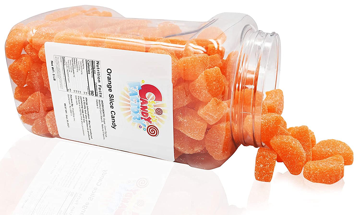 Orange Slice Candy - 5 Lbs Bulk Candy Jar - Sweet & Tangy Orange Flavored Gummy Slices - Perfect for Parties, Baking, Gift Baskets & Candy Buffets