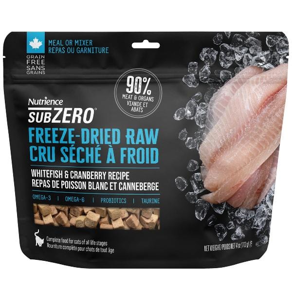 Nutrience SubZero Freeze-Dried Raw Whitefish & Cranberry Cat Food - Grain-Free High Protein for Indoor & Outdoor Cats - Perfect for Travel, Training & Treats