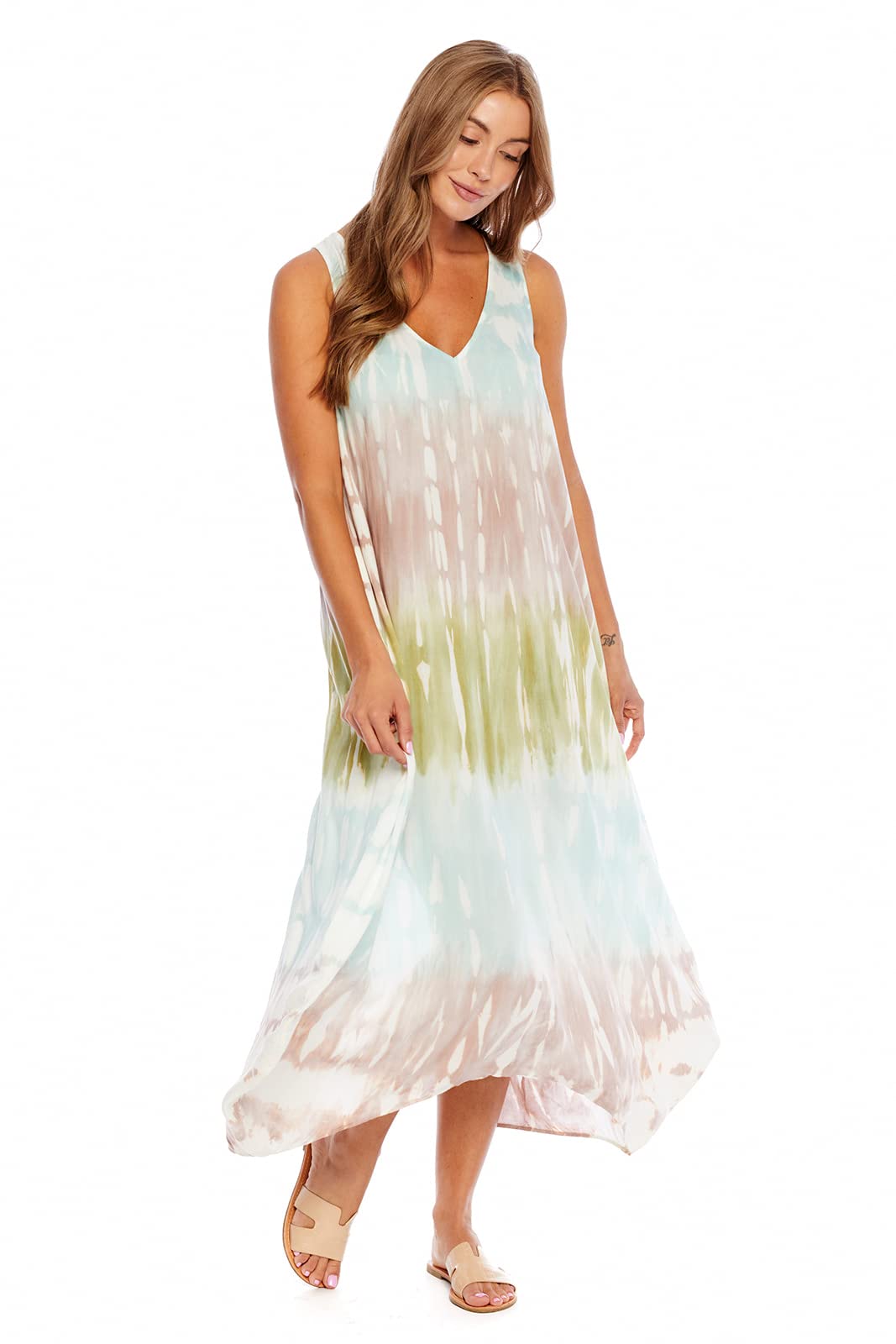 Mud Pie Women's Sleeveless Maxi Dress - Flowy Summer Beach Dress for Vacation, Party & Casual Wear