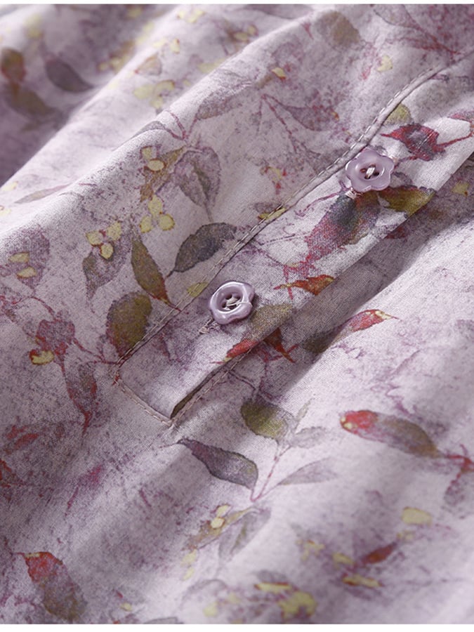 Lovevop Women's Floral Print Cotton Wrap Dress with Tie Lapel & Button Front - Perfect for Spring Weddings, Office Wear & Casual Outings