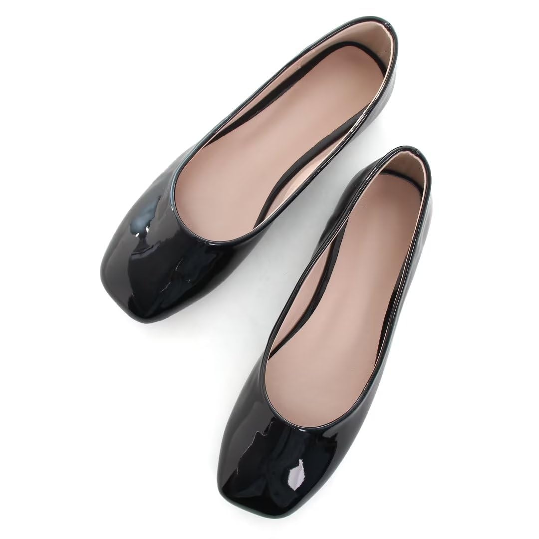 TN TANGNEST Women's Ballet Flats - Comfortable Square Toe Slip-On Shoes for Work, Office & Casual Wear | Breathable Lightweight Flats for Walking, Travel & Everyday Use