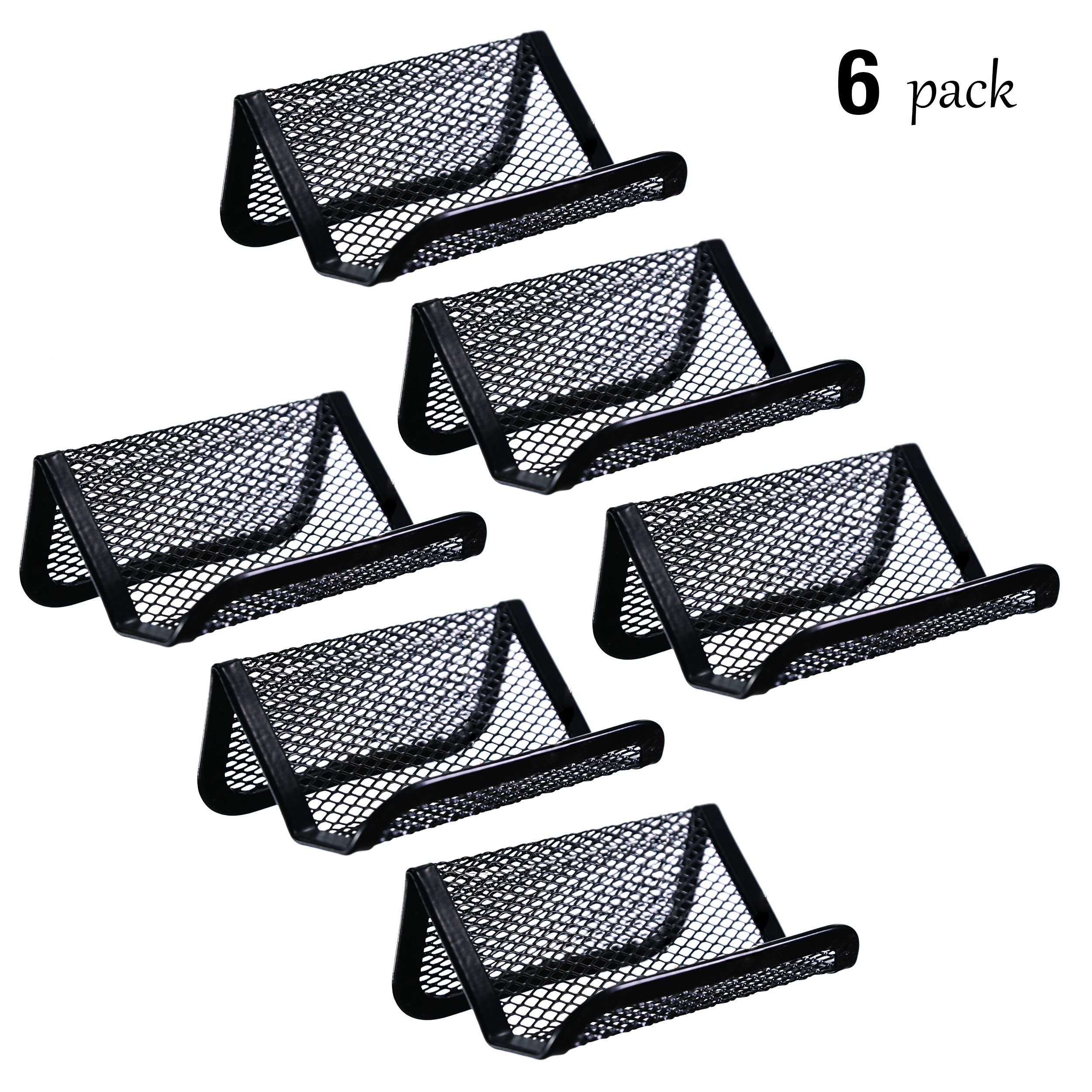 Premium AMT Business Card Holder - 6 Pack Mesh Desktop Organizer for Office, Meetings & Networking Events | Durable & Stylish Card Storage Solution